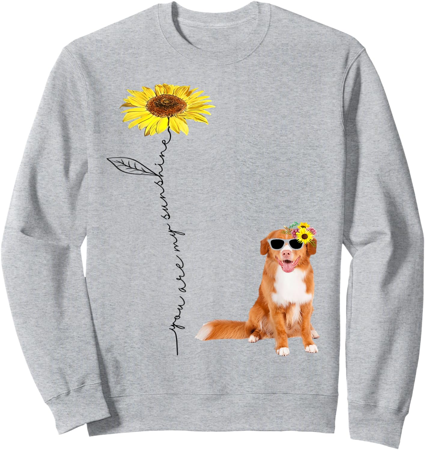 Sunflower and Nova Scotia Duck Tolling Retriever Sweatshirt - Sweatshirt | Ash
