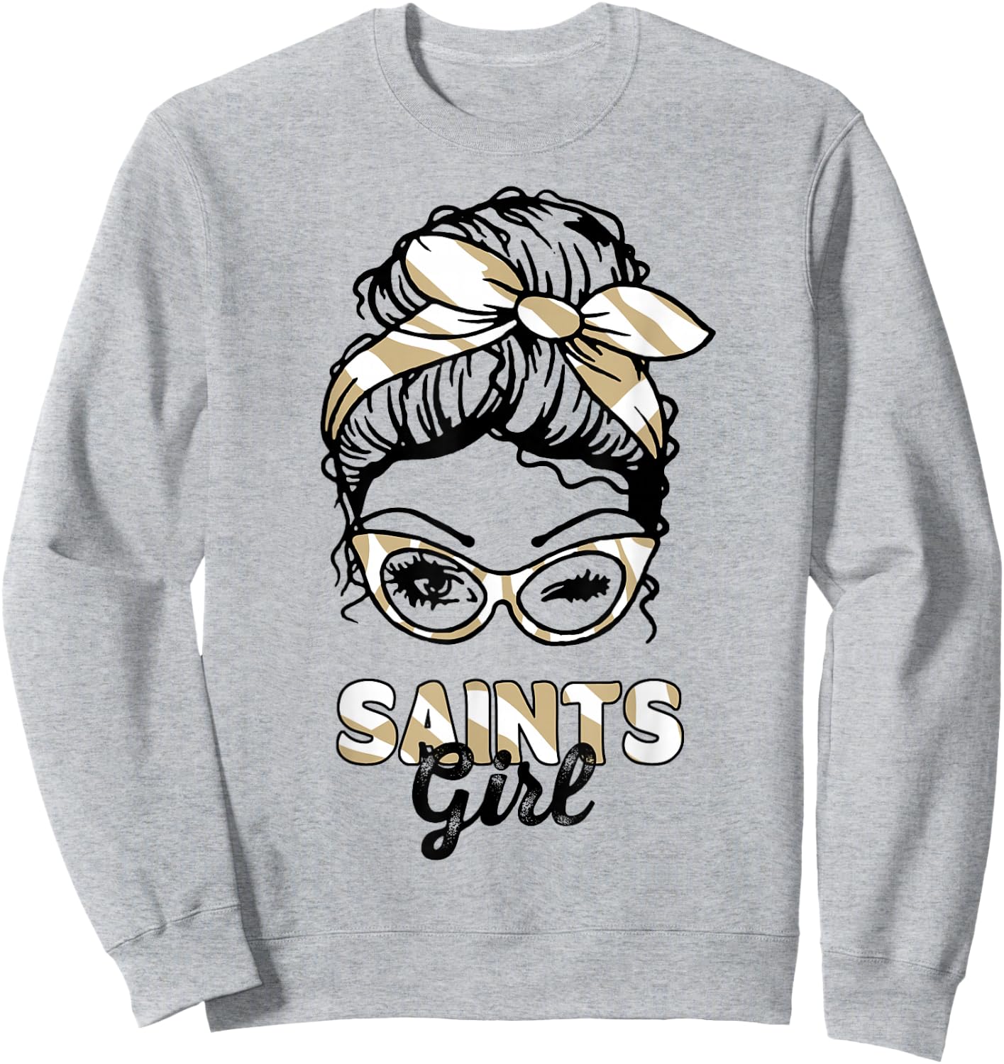 Saints Girl Messy Bun Sweatshirt - Sweatshirt | Ash