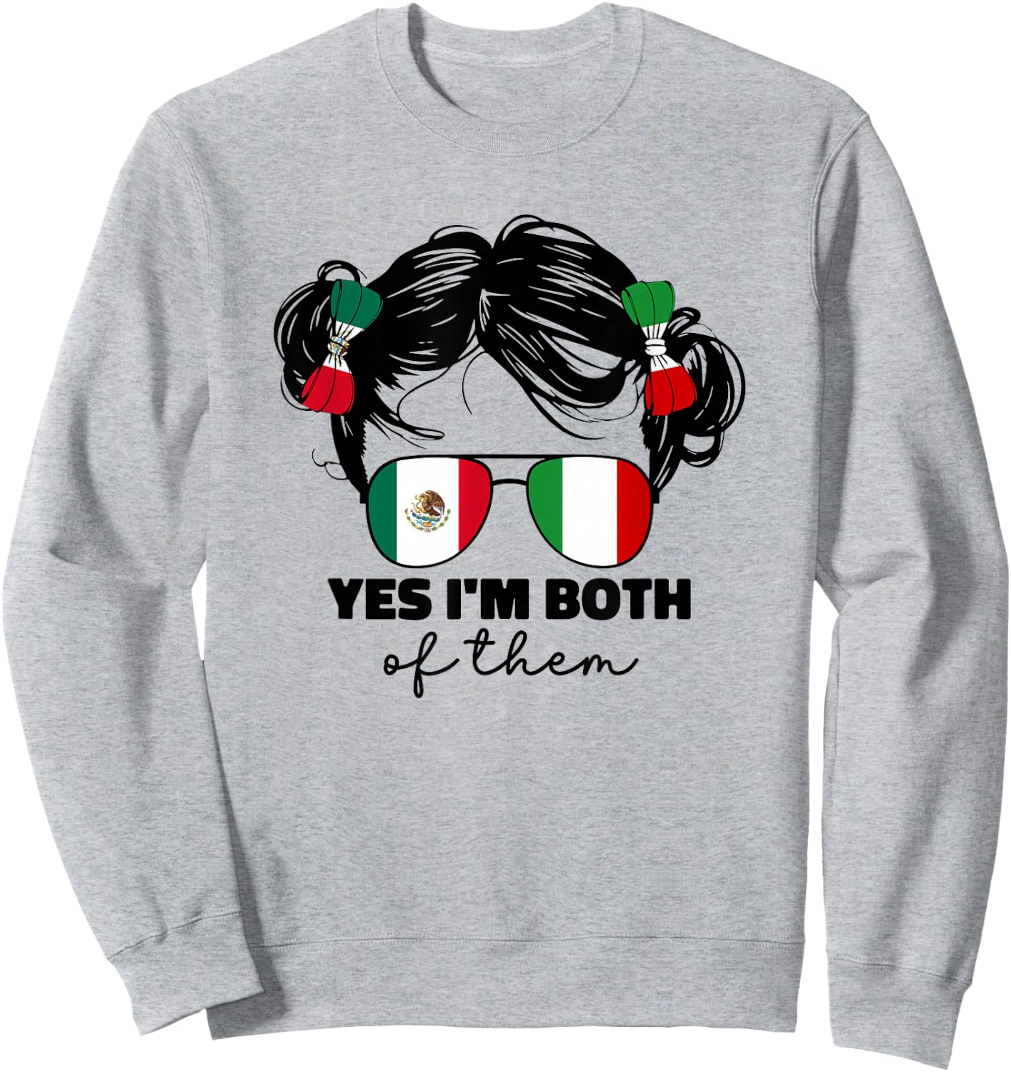 Girls Half Mexican And Italian Mexico Italy Flag Kids Girl Sweatshirt - Sweatshirt | Ash