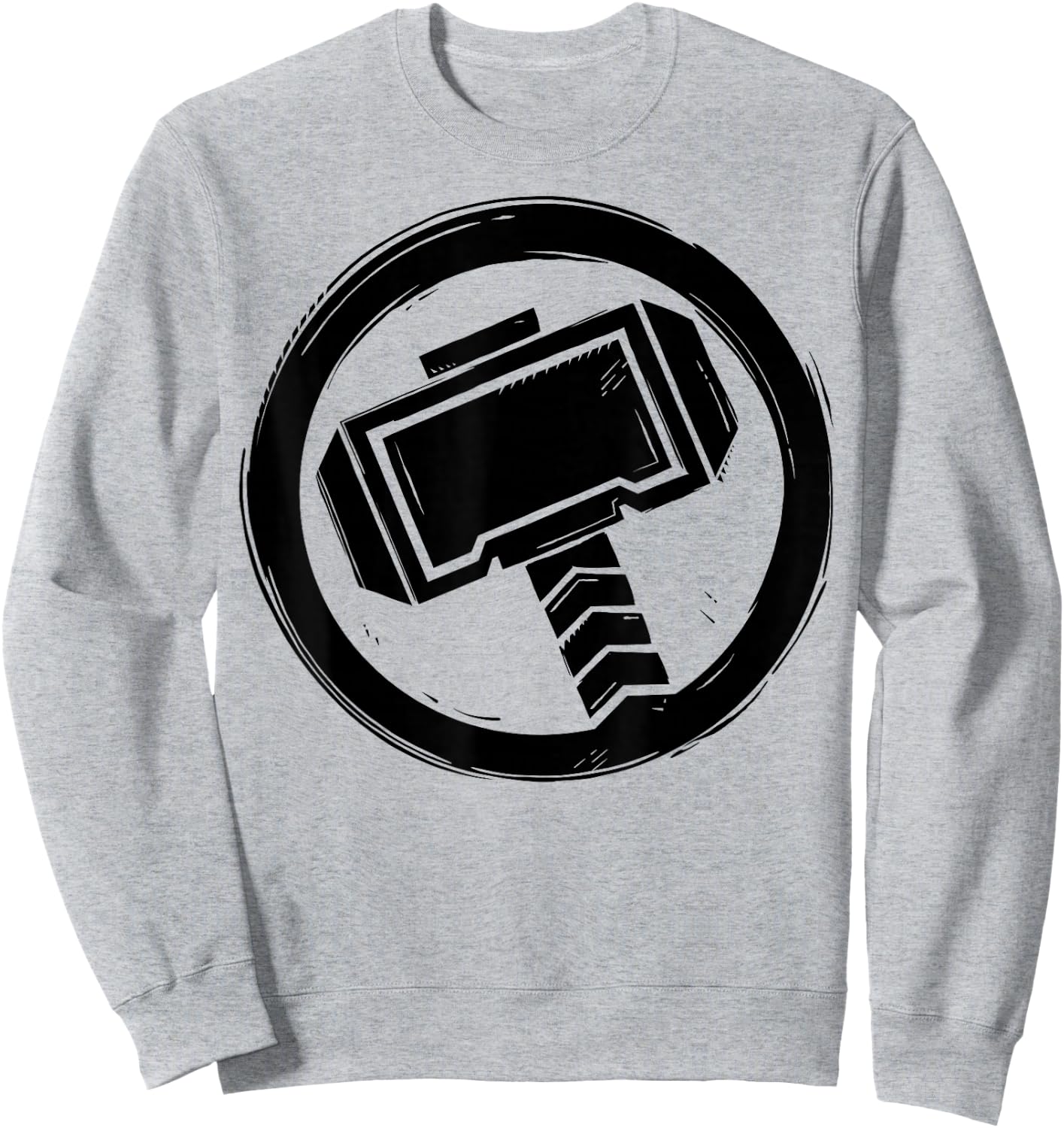 Marvel Thor Woodcut Hammer Logo Sweatshirt - Sweatshirt | Ash