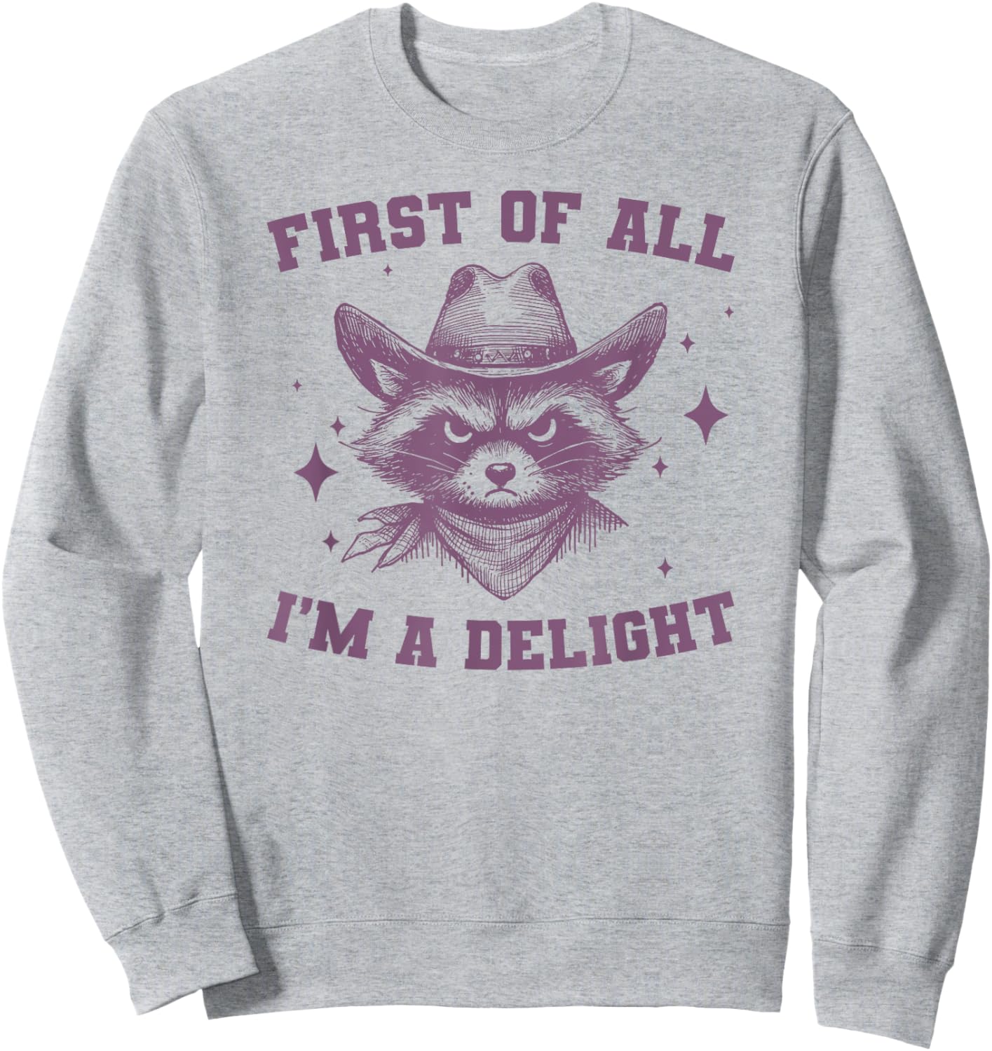 First Of All I'm A Delight, Funny Sarcastic Raccoon Sweatshirt - Sweatshirt | Ash