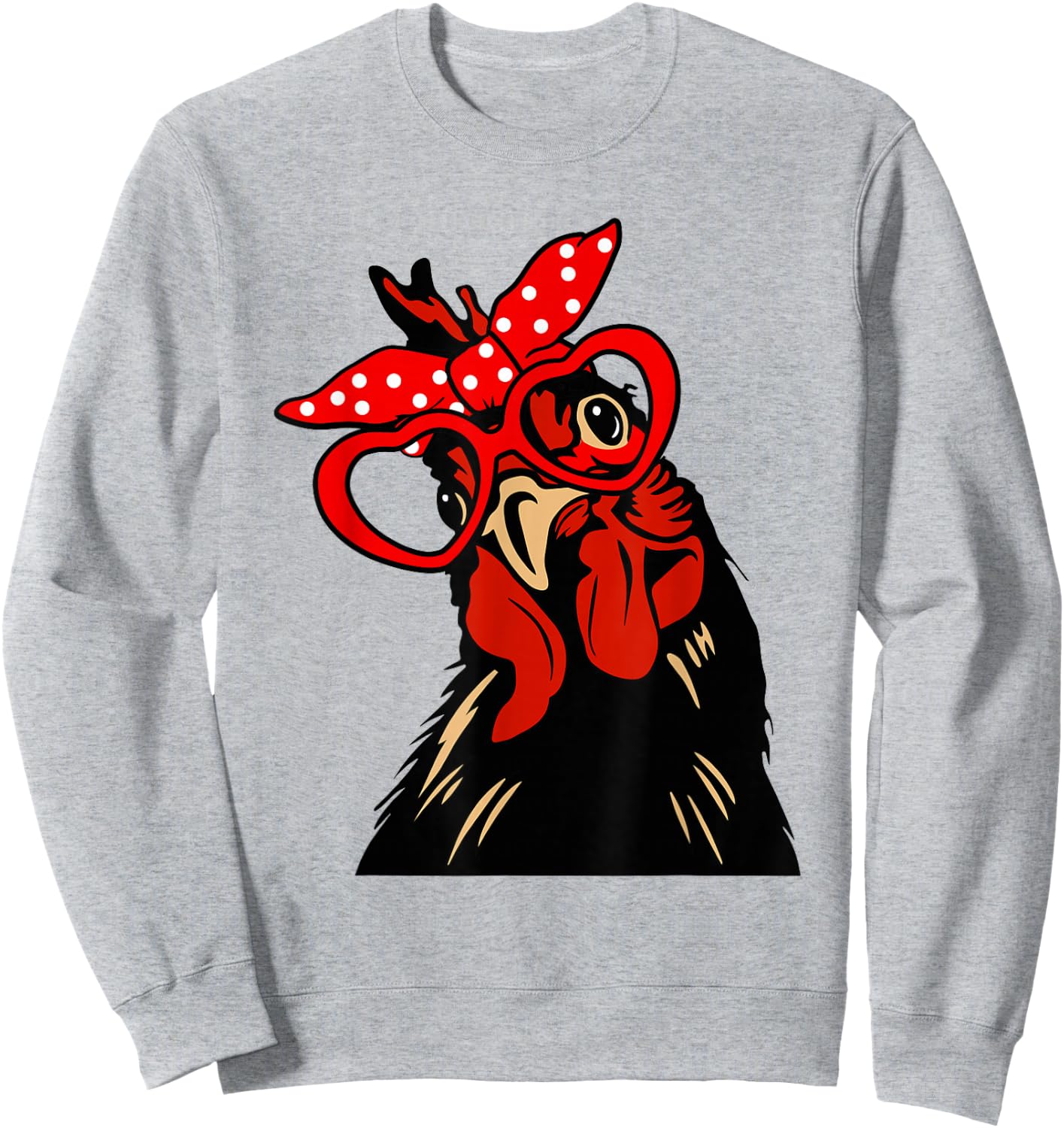 Chicken with bandana headband and glasses cute Sweatshirt - Sweatshirt | Ash