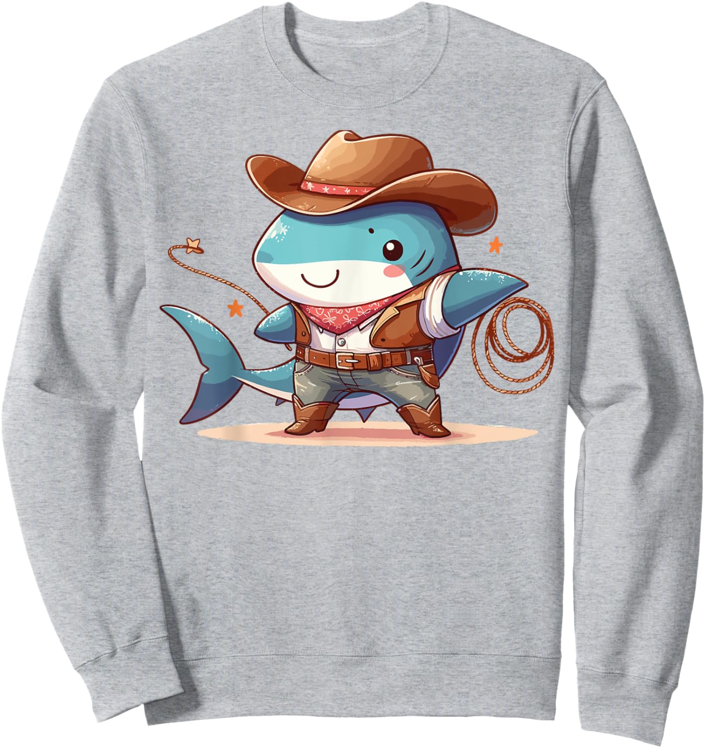 Western Rodeo Cowboy Hat Shark Texas Animals Sweatshirt - Sweatshirt | Ash