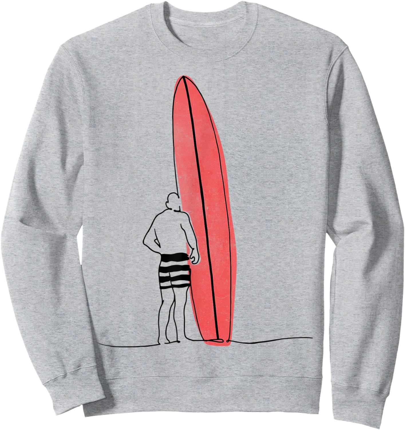 Vintage Minimalist 60s Pipeline Longboard Sunset Surf Sweatshirt - Sweatshirt | Ash