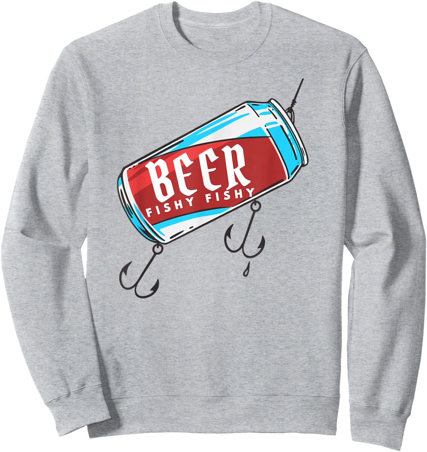 Humor Beer Fishy Fish Hook Sweatshirt - Sweatshirt | Ash