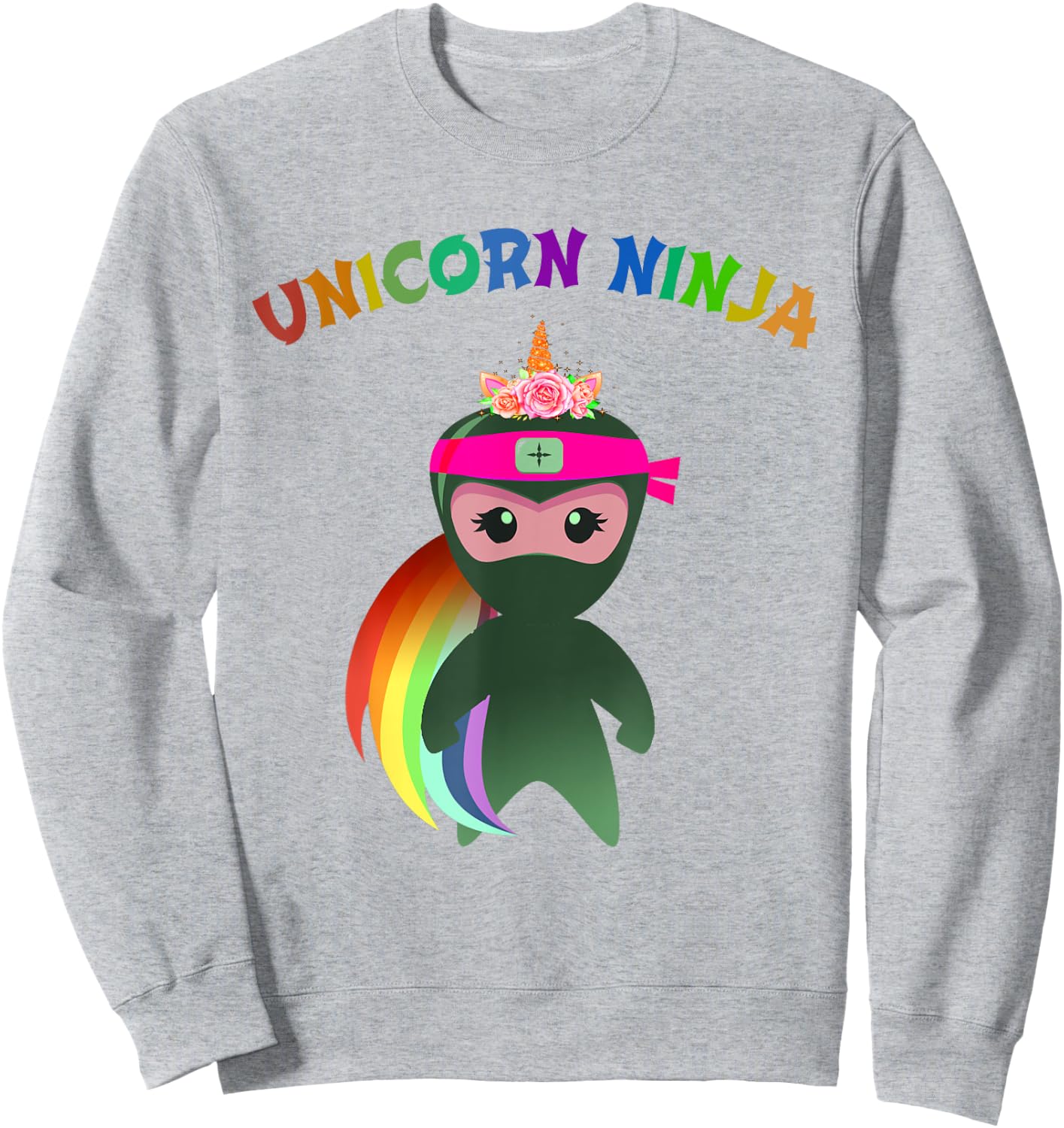 Pink UNICORN NINJA Fancy Dress Spy Girls Kids Mom Teachers Sweatshirt - Sweatshirt | Ash
