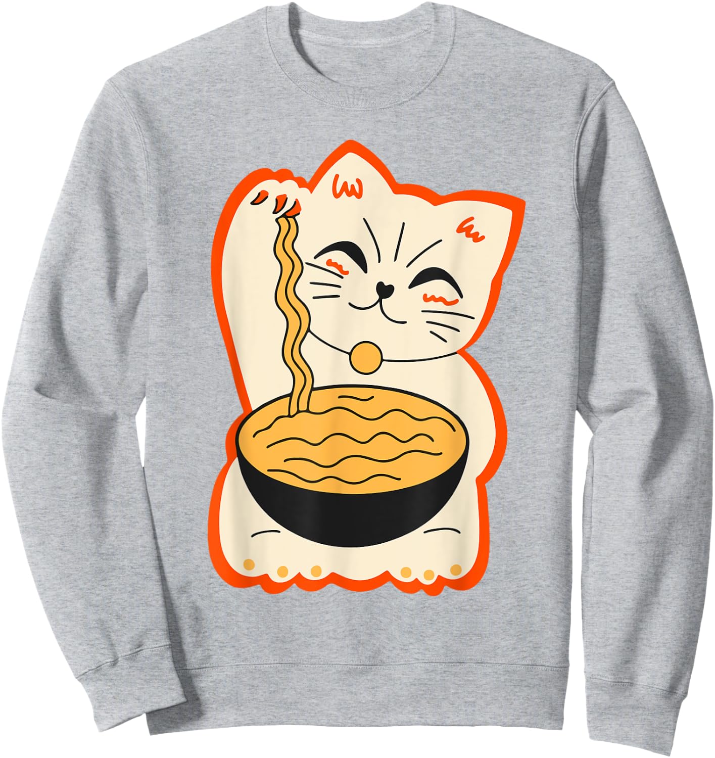 Cute Cat Ramen Teen Girl Women Funny Japanese Neko Kawaii Sweatshirt - Sweatshirt | Ash