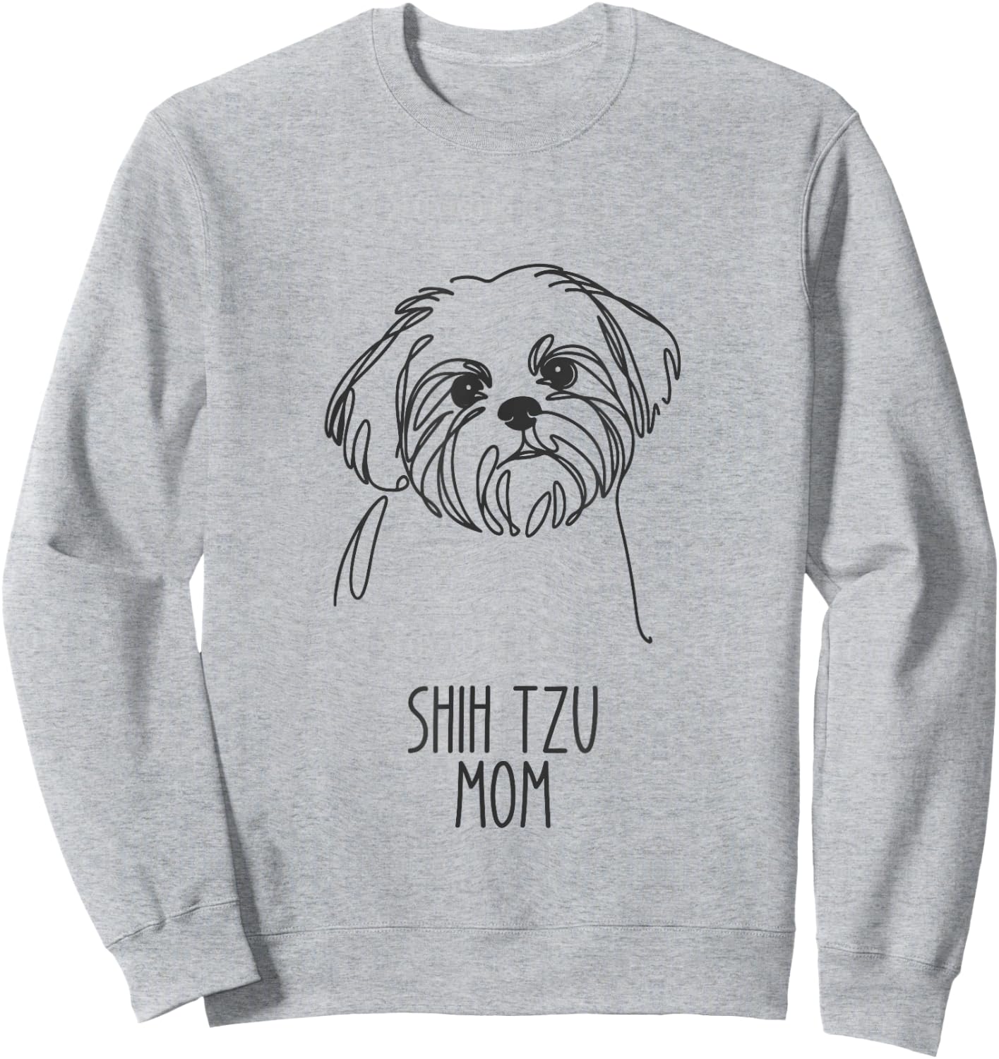 Line Art Best Dog Mom Women - Shih Tzu Sweatshirt - Sweatshirt | Ash
