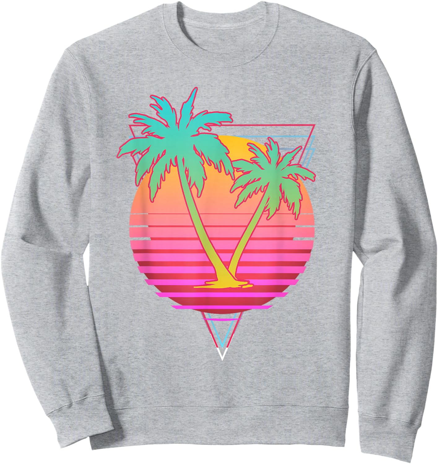Retro Art 1980s Synthwave Sunset Vaporwave Sweatshirt - Sweatshirt | Ash