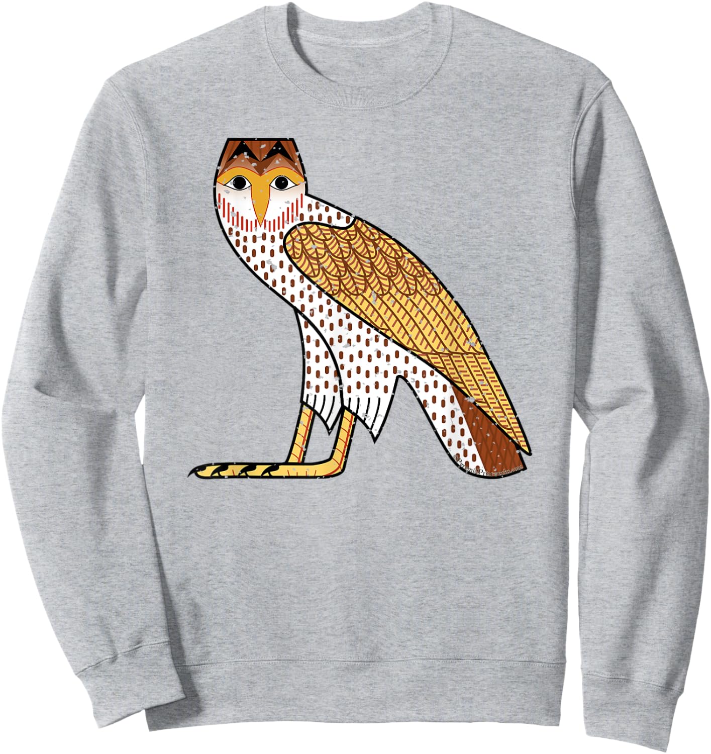 Ancient Egyptian Owl Wisdom Protection Hieroglyphic Letter M Sweatshirt - Sweatshirt | Ash