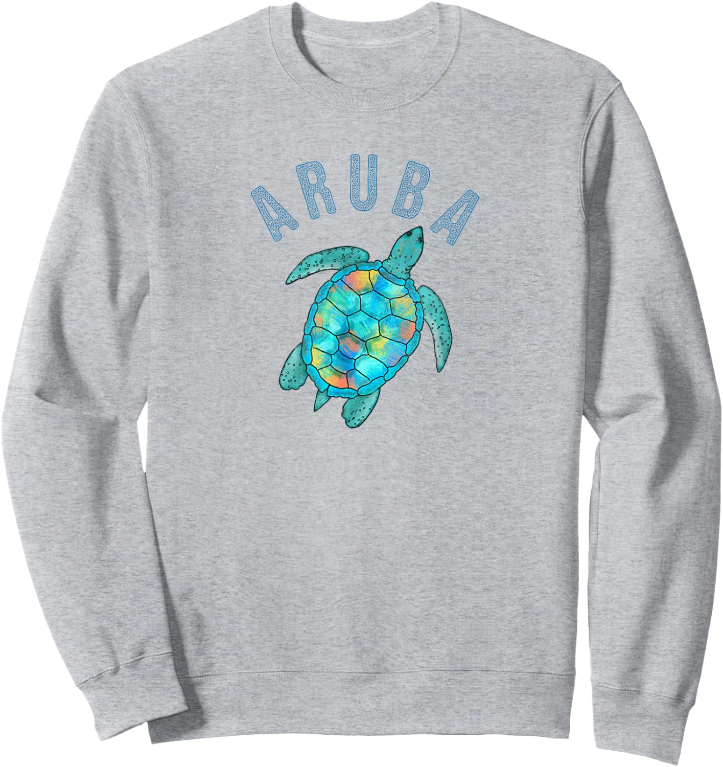 Aruba Beach Design/Sea Turtle Illustration Gift Sweatshirt - Sweatshirt | Ash
