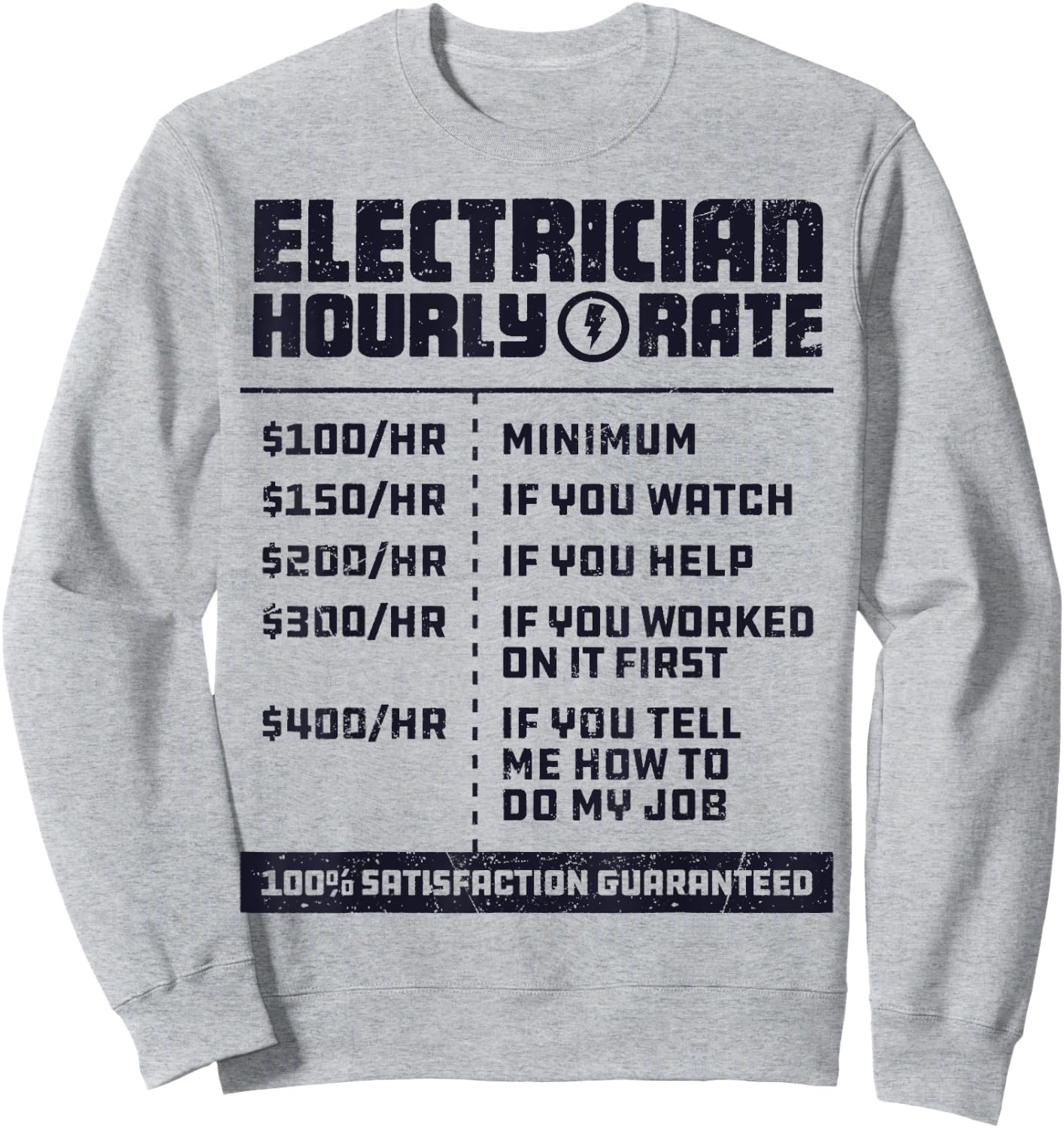 Electrician Hourly Rate Funny Lineman Dad Retro Vintage Men Sweatshirt - Sweatshirt | Ash