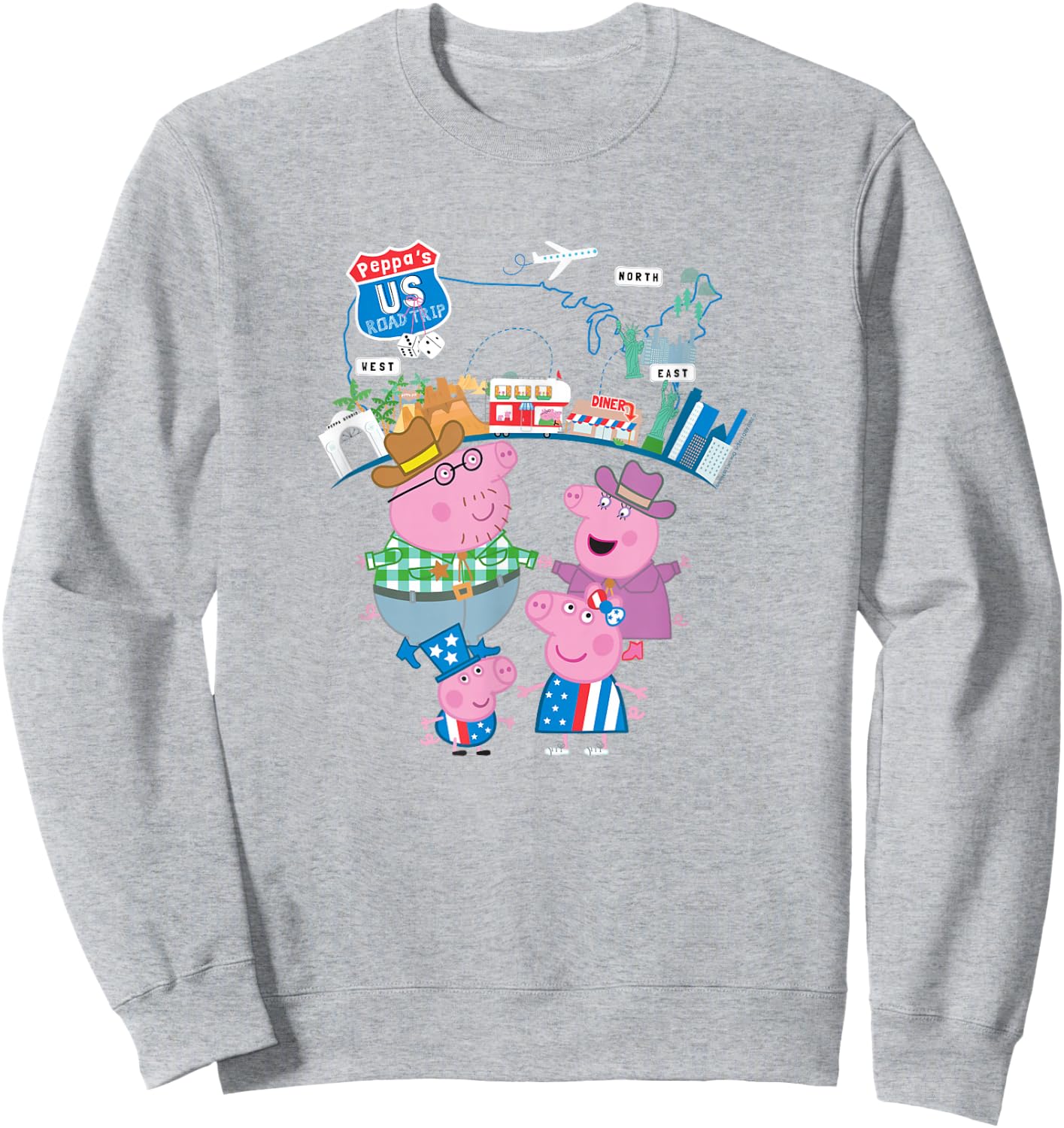 Peppa Pig Visits America US Road Trip Sweatshirt - Sweatshirt | Ash