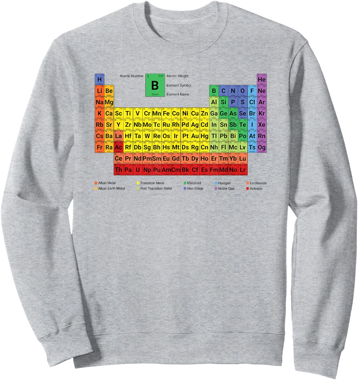Colorful Periodic Table of Elements with Description Sweatshirt - Sweatshirt | Ash