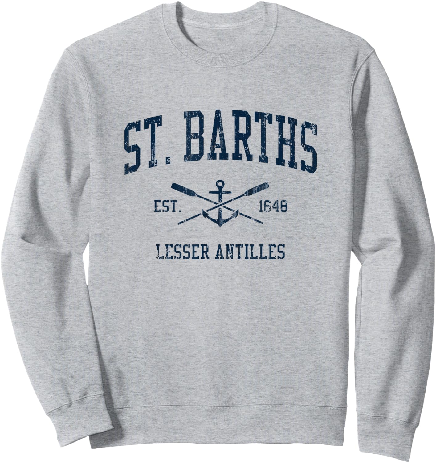 St. Barths Vintage Navy Crossed Oars & Boat Anchor Sweatshirt - Sweatshirt | Ash