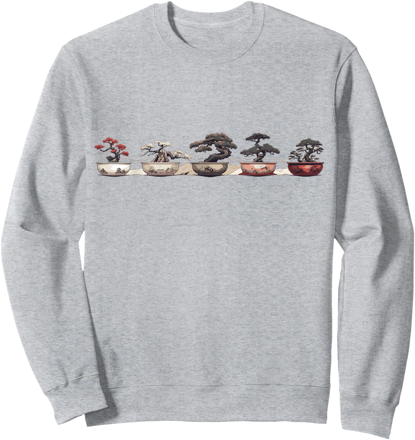 Bonsai Plants Bonsai Tree Accessories Shirts Bonsai Tree - Women's Casual Modern Nature Cartoon Bonsai Theme - White, Small Sweatshirt - Sweatshirt | Ash
