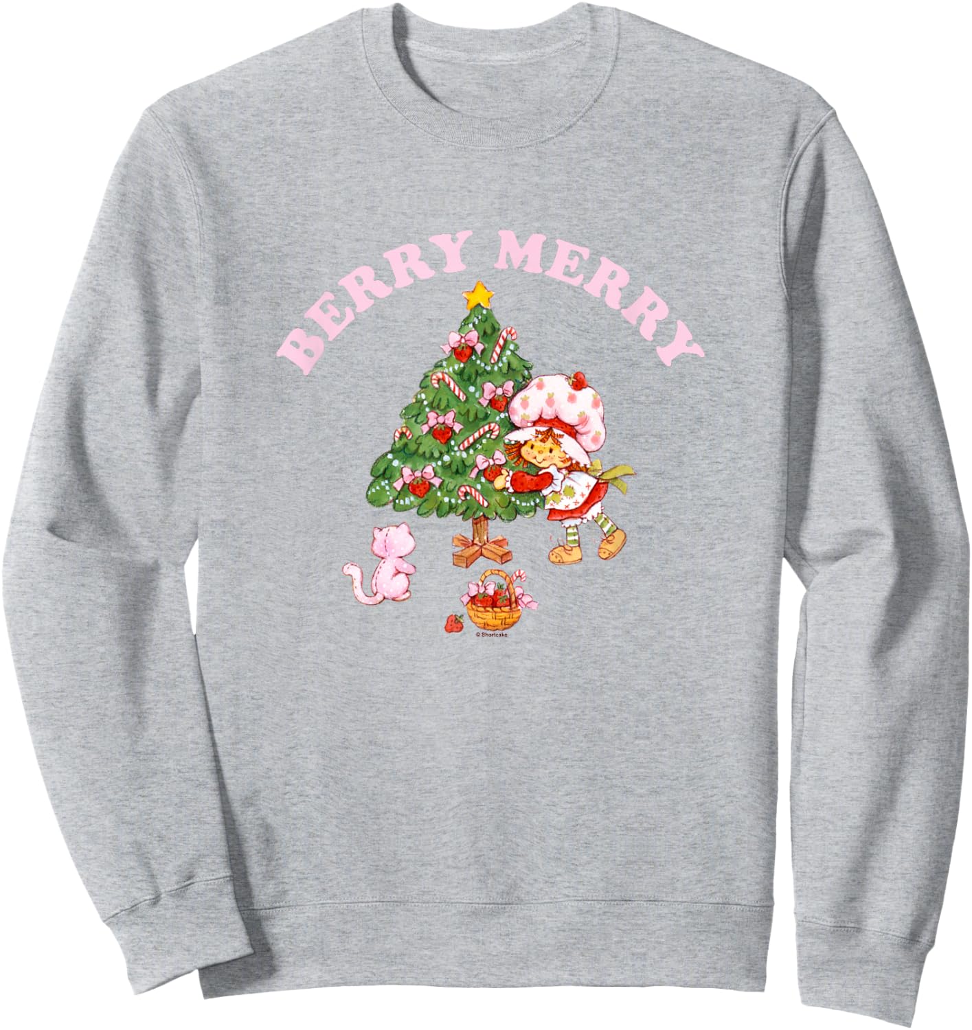 Strawberry Shortcake Christmas Berry Merry Decorating Tree Sweatshirt - Sweatshirt | Ash