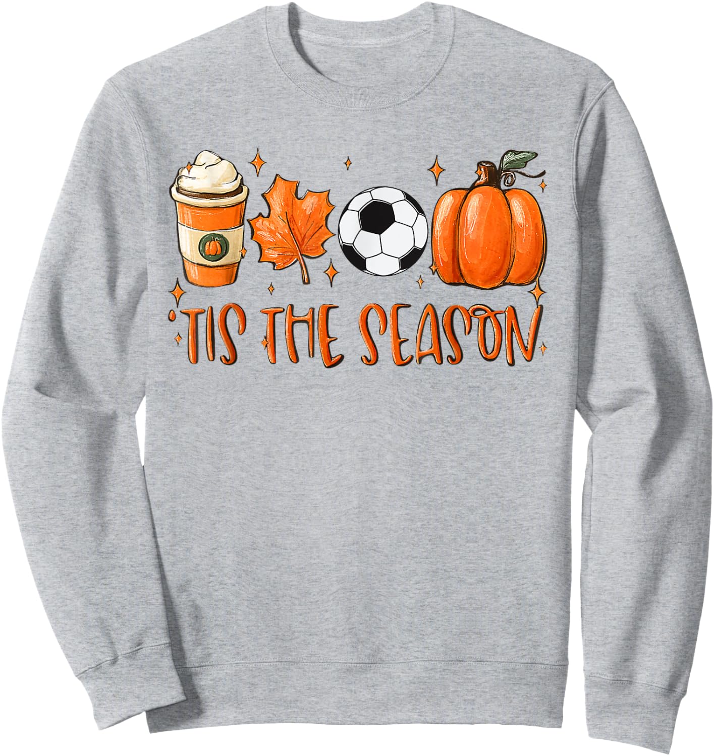 Tis The Season Pumpkin Leaf Latte Autumn Football Sweatshirt - Sweatshirt | Ash