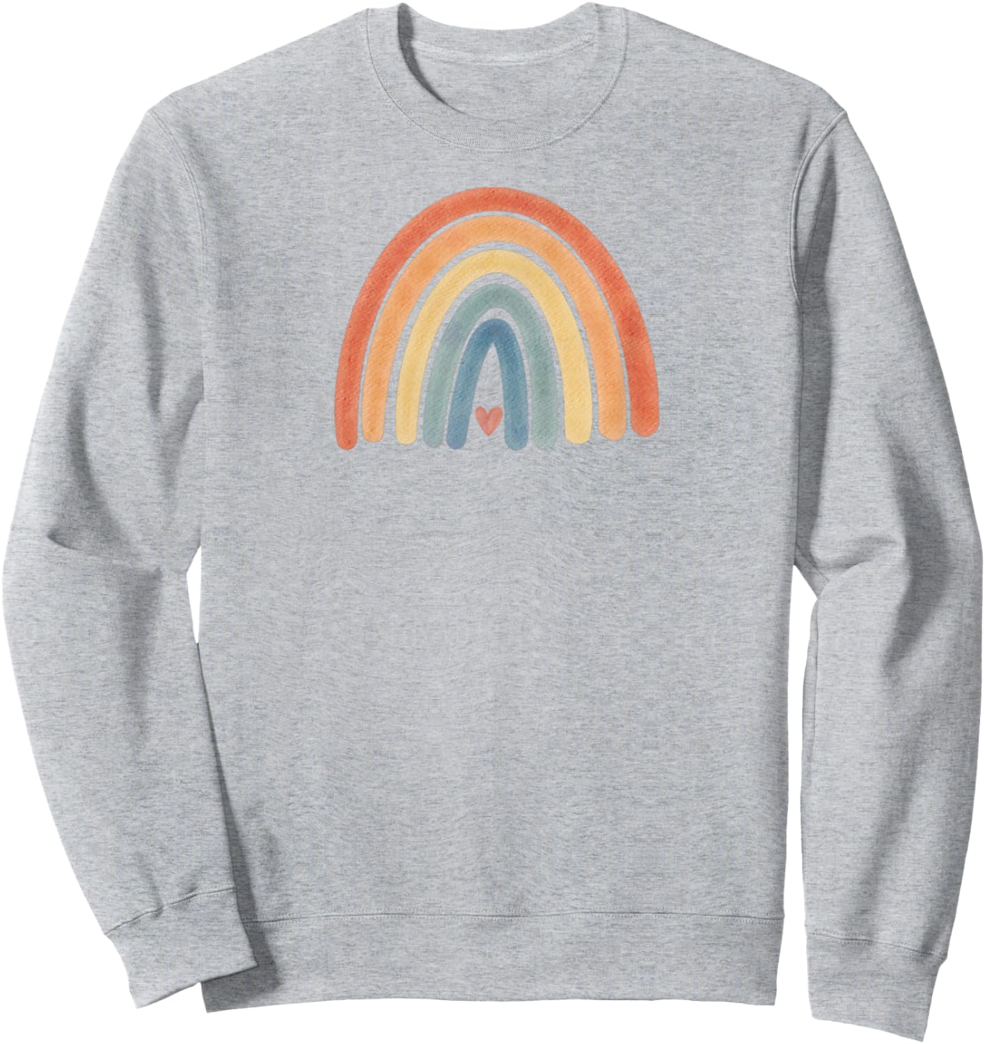 Boho Rainbow Heart Minimal Vintage Retro Stripes - Neutral Sweatshirt - Sweatshirt | Ash