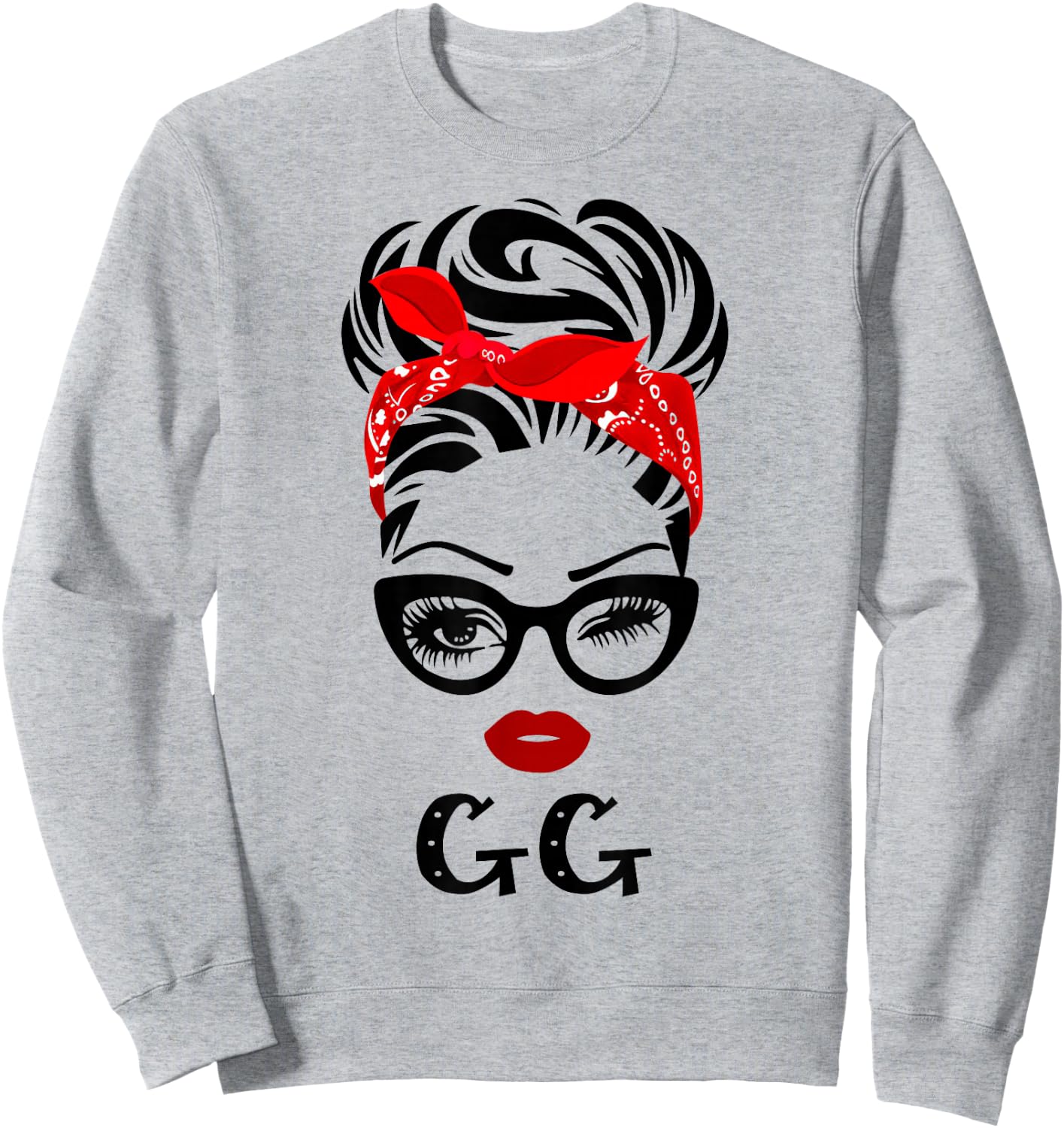 GG Wink Eye Woman Face Gift GG Grandma Sweatshirt - Sweatshirt | Ash
