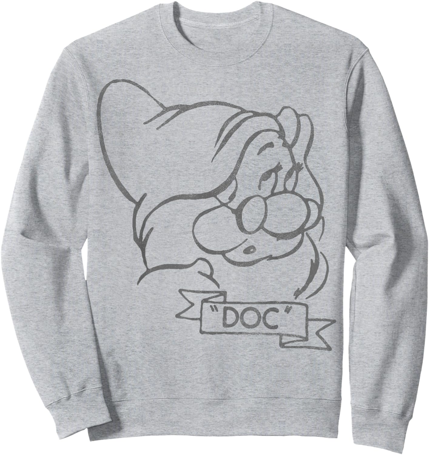 Disney Snow White Doc Line Art Big Face Sweatshirt - Sweatshirt | Ash