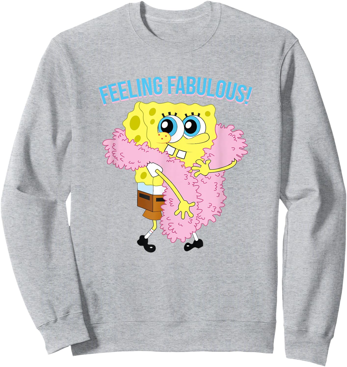 Mademark x SpongeBob SquarePants - SpongeBob in Feather Boa - Feeling Fabulous! Sweatshirt - Sweatshirt | Ash