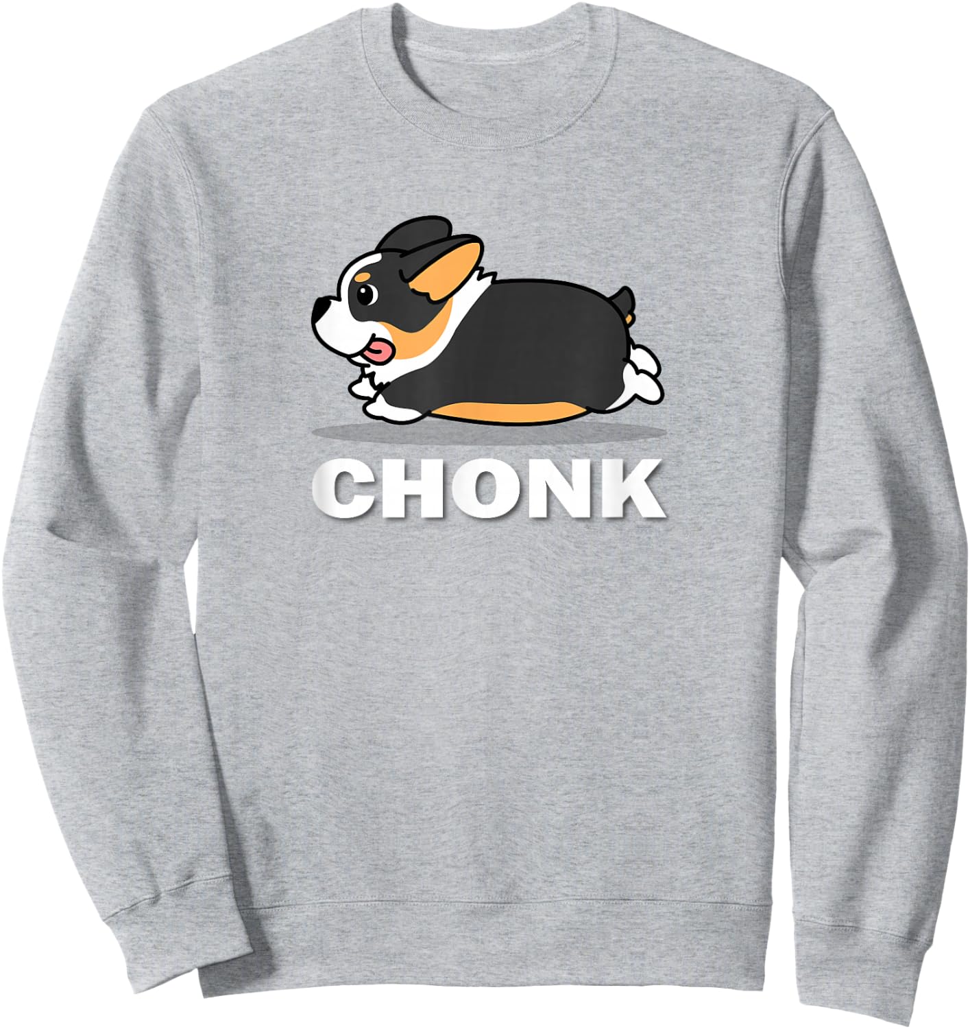 Funny Kids Kawaii Fat Chonk Black Tricolor Corgi Dog Lover Sweatshirt - Sweatshirt | Ash