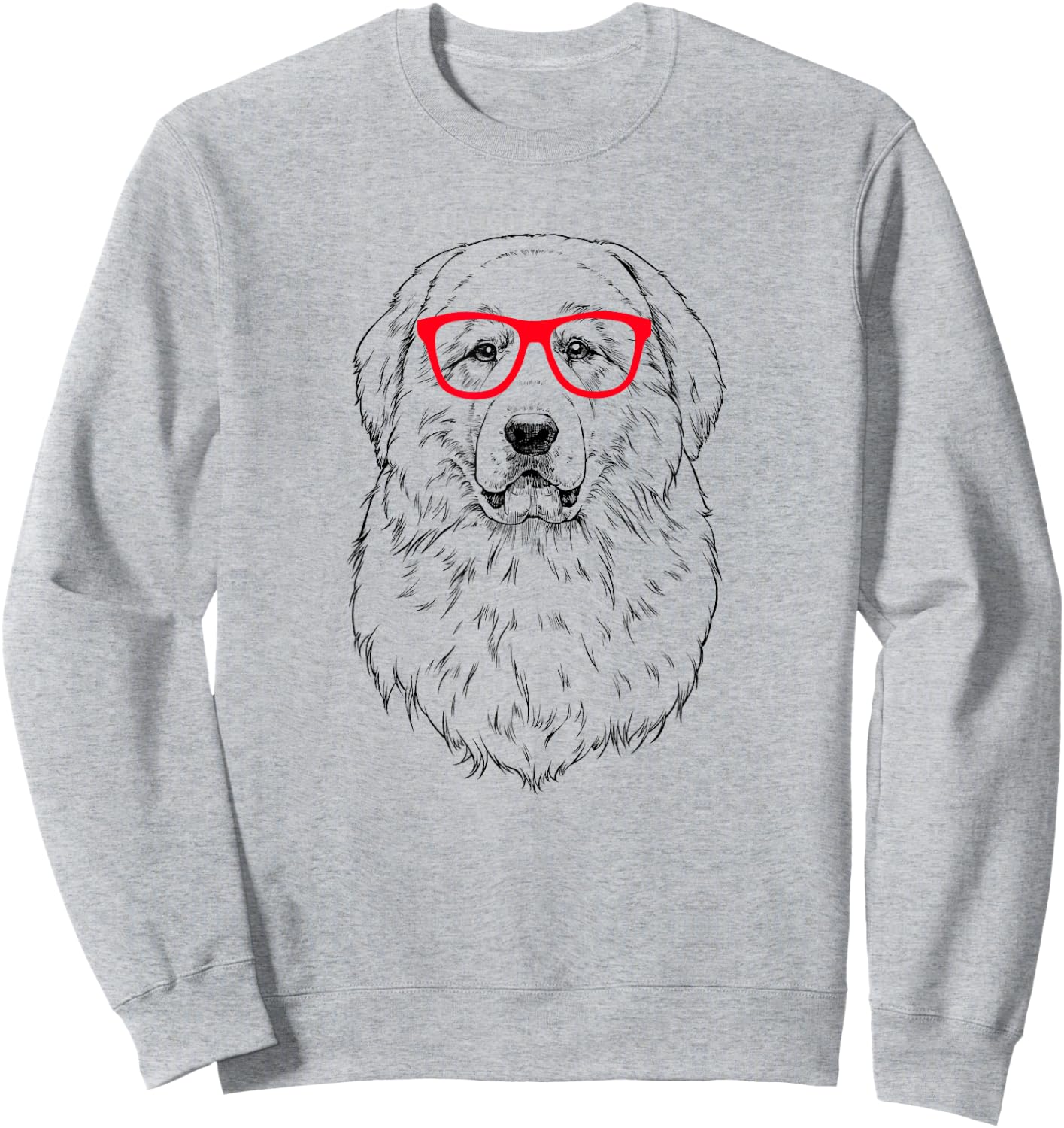 Great Pyrenees in Red Glasses Nerd PYR Dog Men Women Girls Kids Sweatshirt - Sweatshirt | Ash