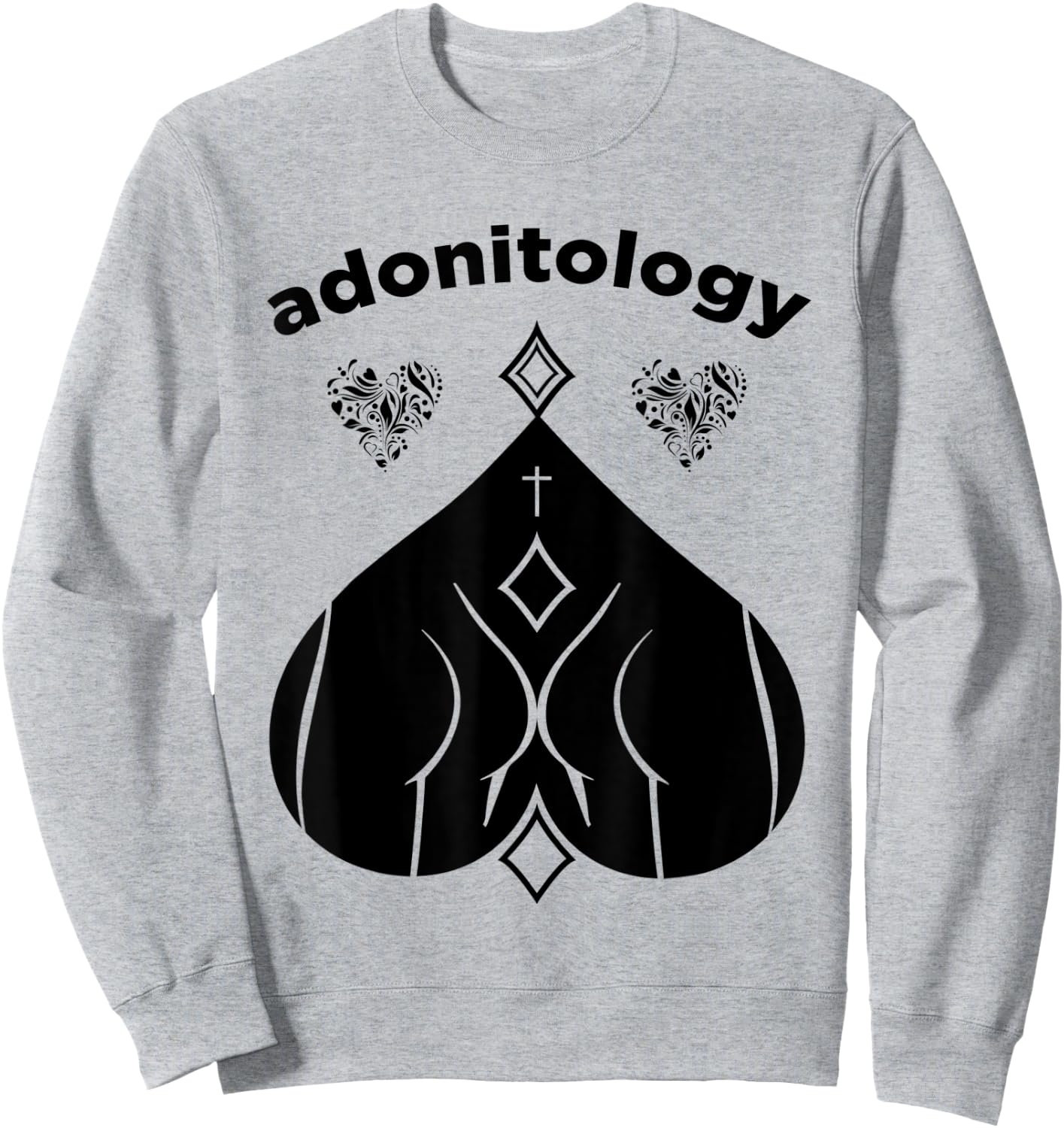 Adonitology Heart Mystic Butt Sacred Geometry Sweatshirt - Sweatshirt | Ash