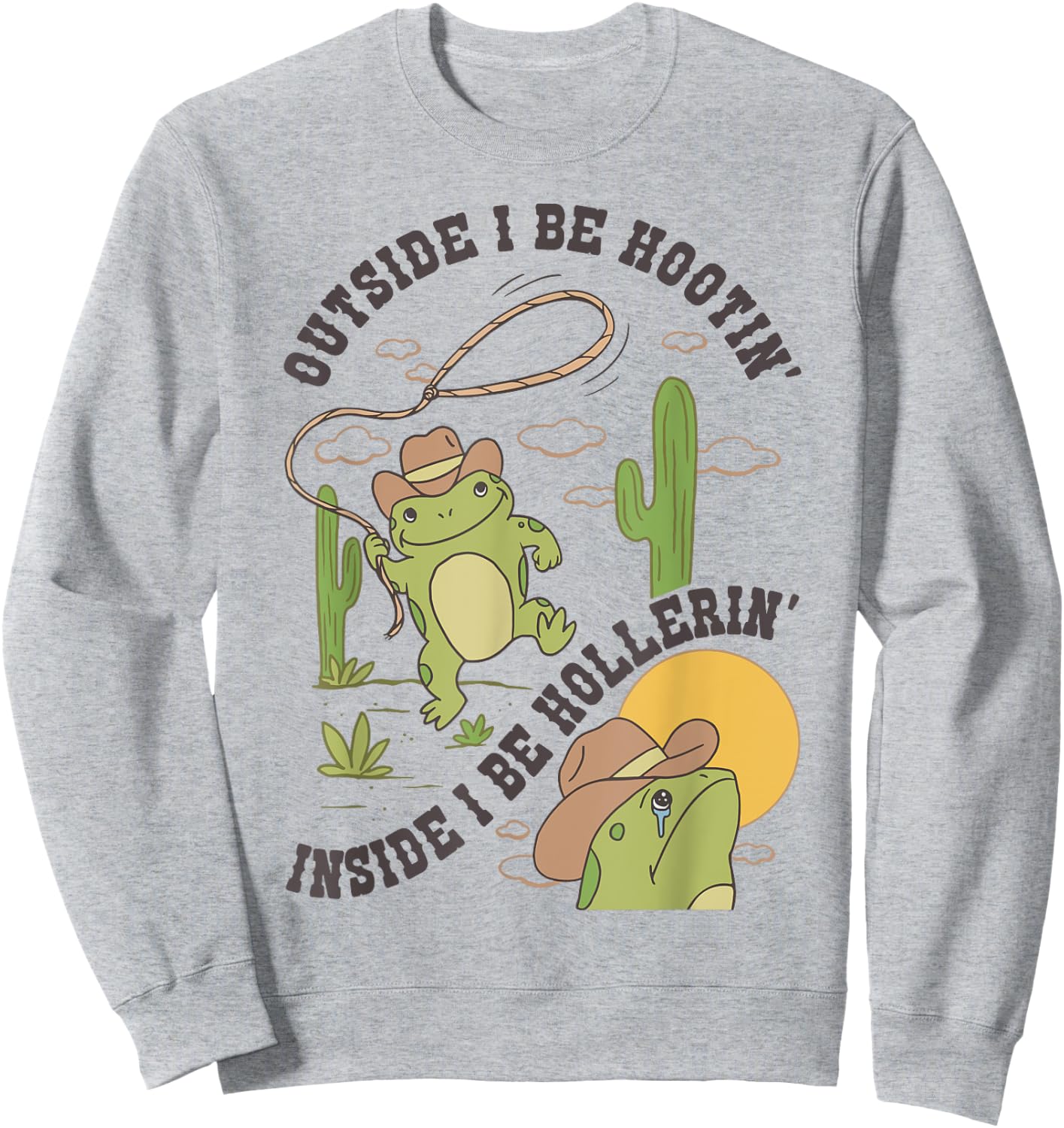 Frog Outside I Be Hootin Inside I Be Hollerin Sweatshirt - Sweatshirt | Ash