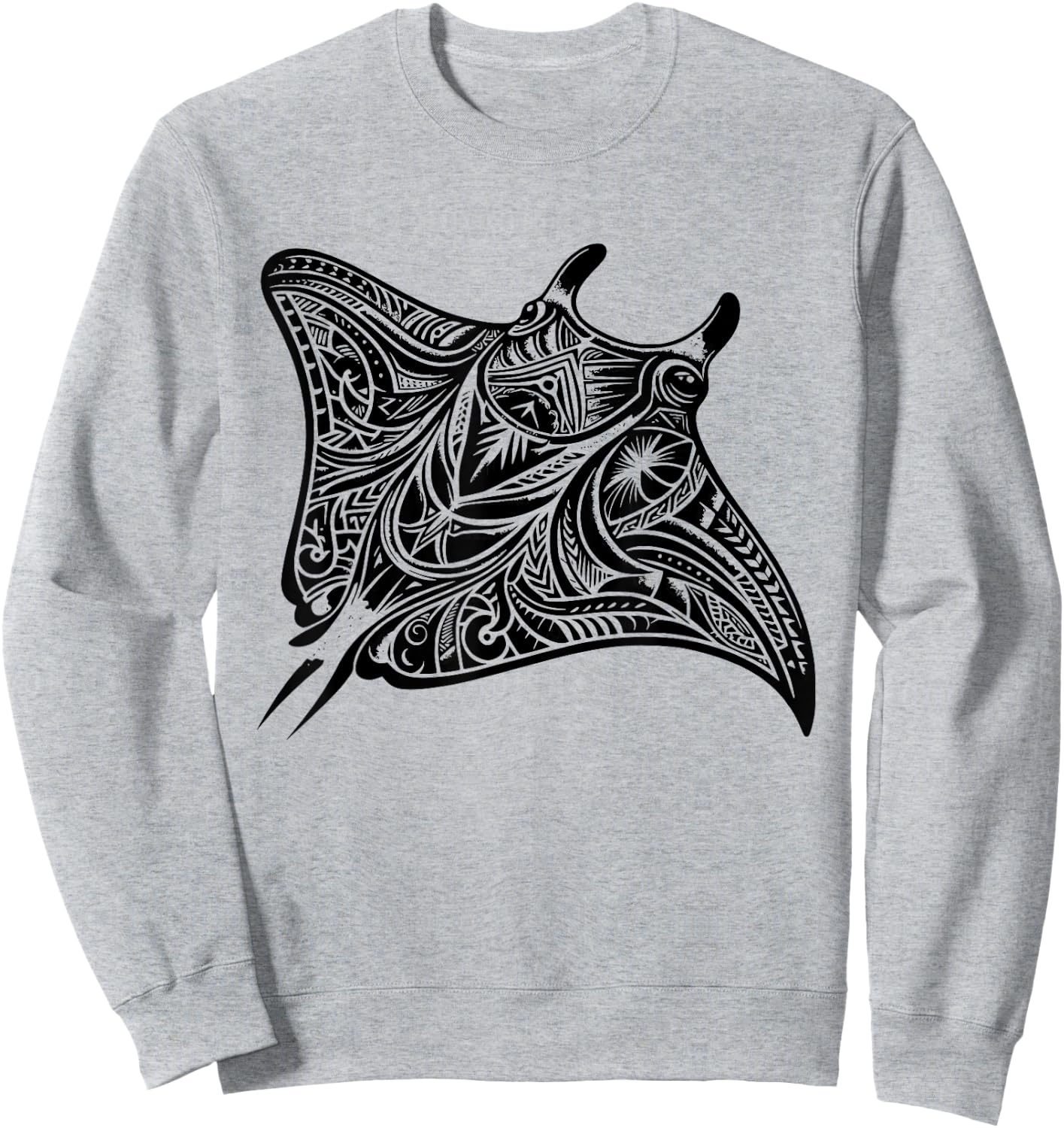 Manta Ray Polynesian Tribal Tattoo Sea Sweatshirt - Sweatshirt | Ash