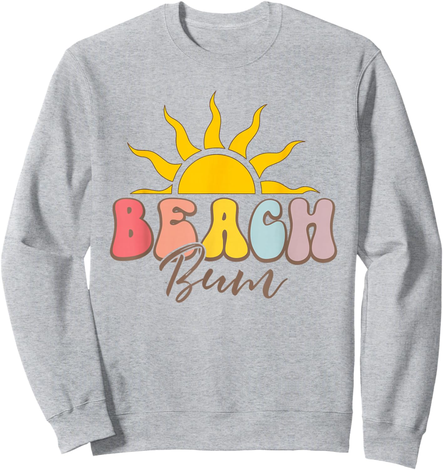 Groovy Beach Bum Summer Vacation Vibes Sunset Women Girls Sweatshirt - Sweatshirt | Ash