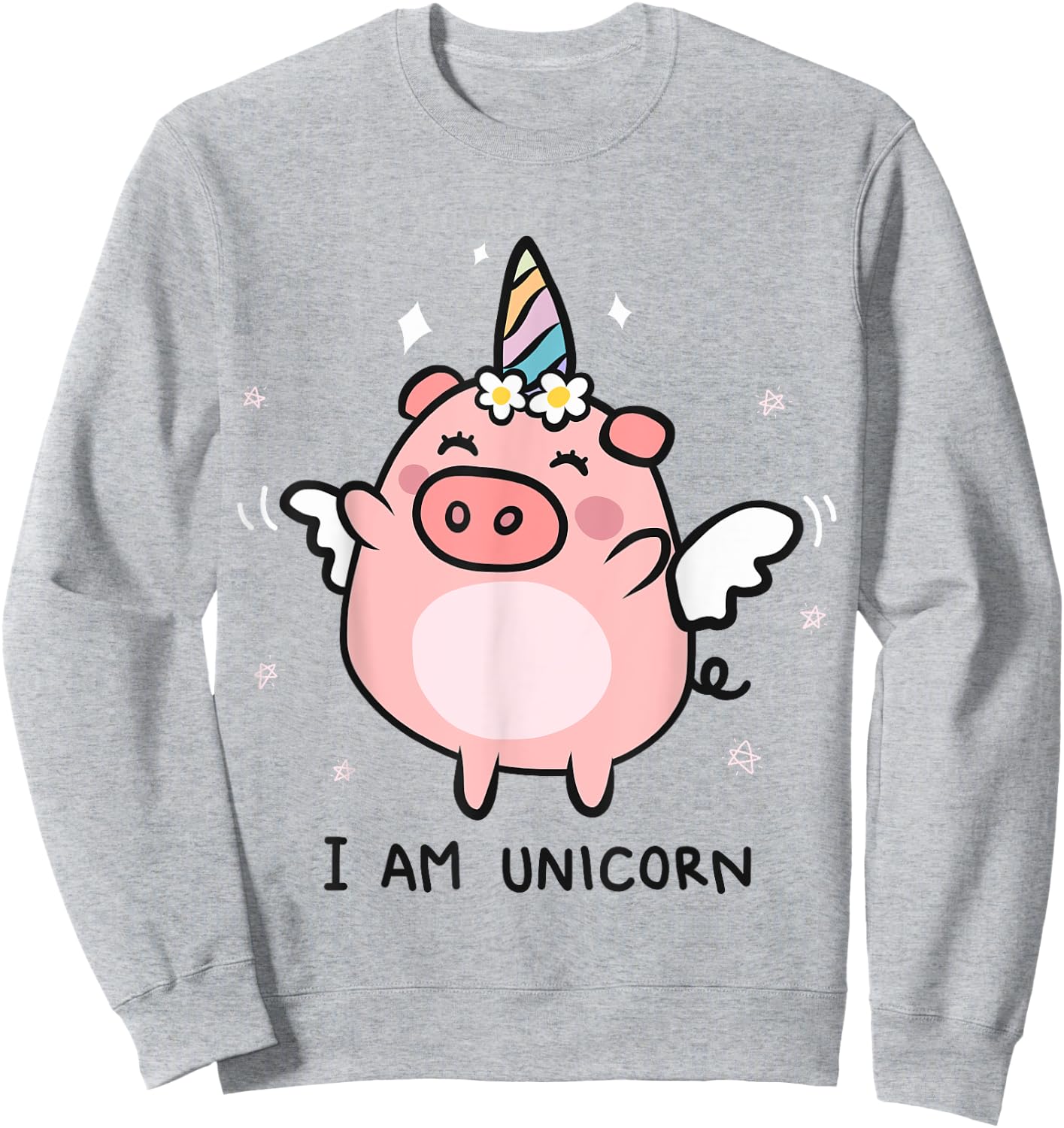 Cute Pigs Can Fly Unicorn Girls Gift Sweatshirt - Sweatshirt | Ash