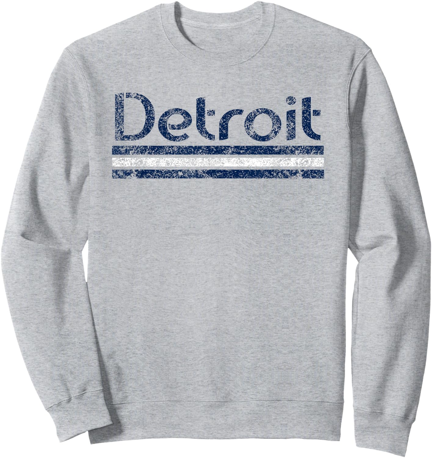 Detroit Michigan Retro Vintage Weathered Stripe Throwback Sweatshirt - Sweatshirt | Ash