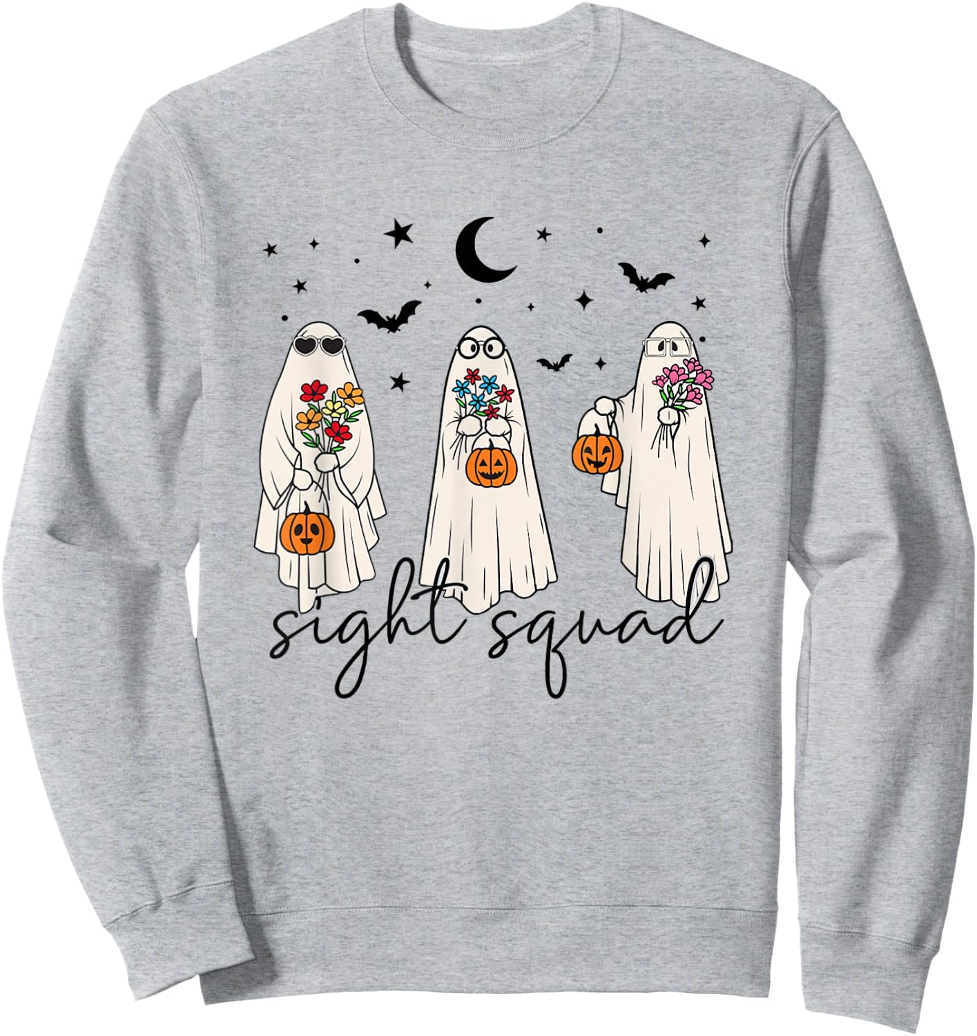 Optometry Halloween Cute Ghosts Sight Squad Ophthalmologist Sweatshirt - Sweatshirt | Ash