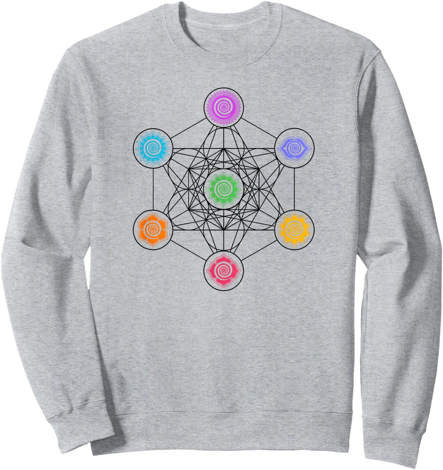 Metatronscube, sacred geometry, chakra, yoga, symbol, 4D Sweatshirt - Sweatshirt | Ash