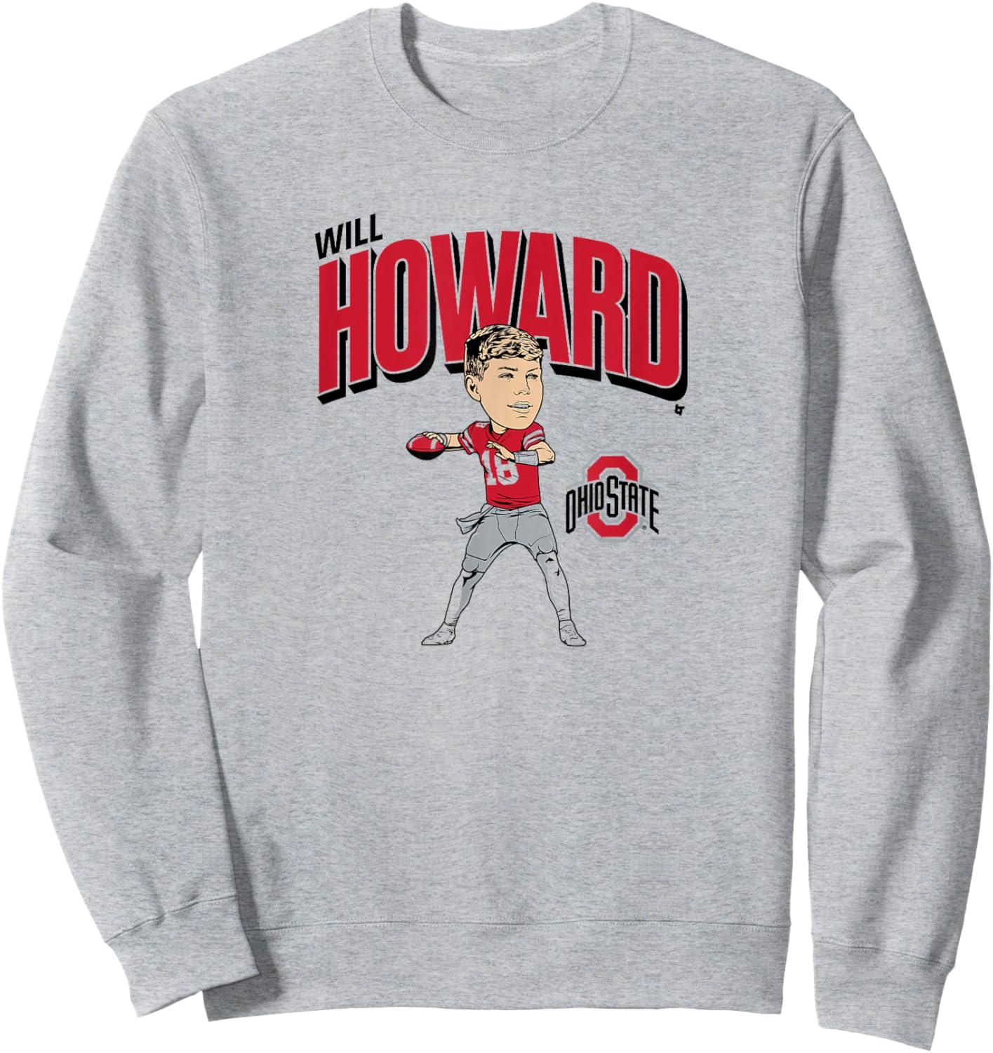 Ohio State Football: Will Howard Caricature Sweatshirt - Sweatshirt | Ash