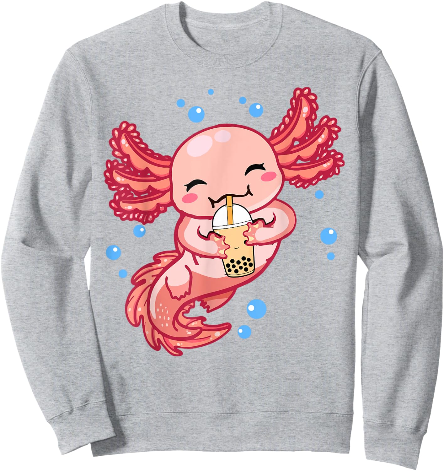 Cute Anime Axolotl Boba Bubble Tea Kids Girls Women Kawaii Sweatshirt - Sweatshirt | Ash