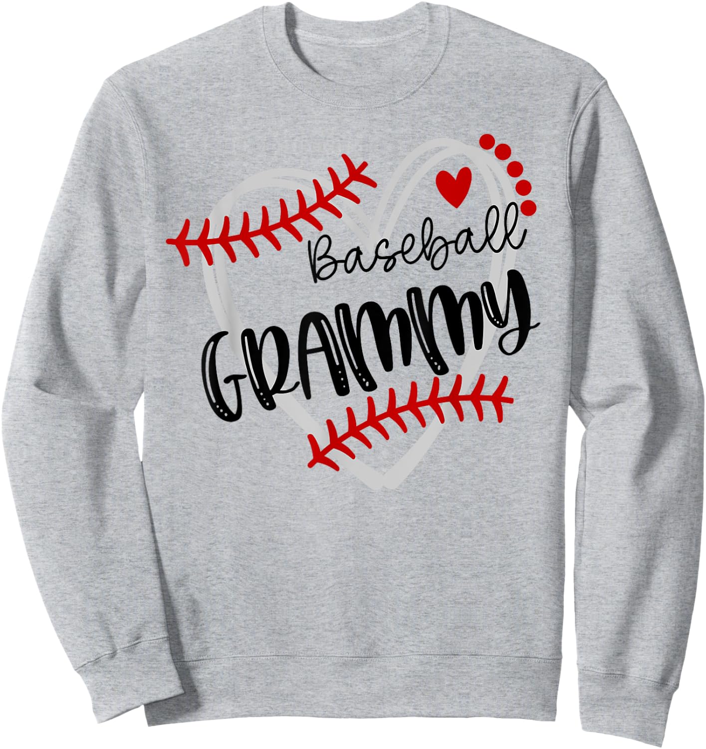 Personalized Baseball Heart Cute Grammy Women Baseball Sweatshirt - Sweatshirt | Ash