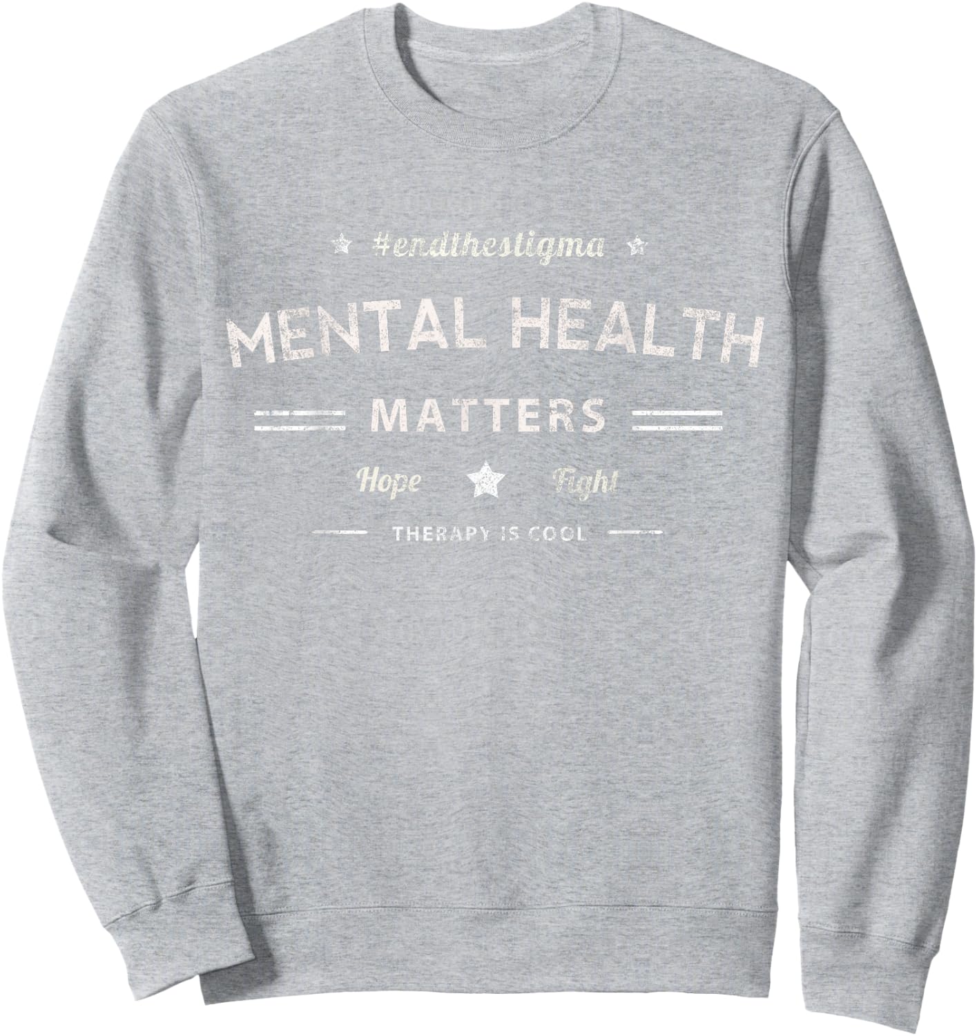 Vintage MENTAL HEALTH MATTERS Hope & Fight Therapy Cool Yoga Sweatshirt - Sweatshirt | Ash