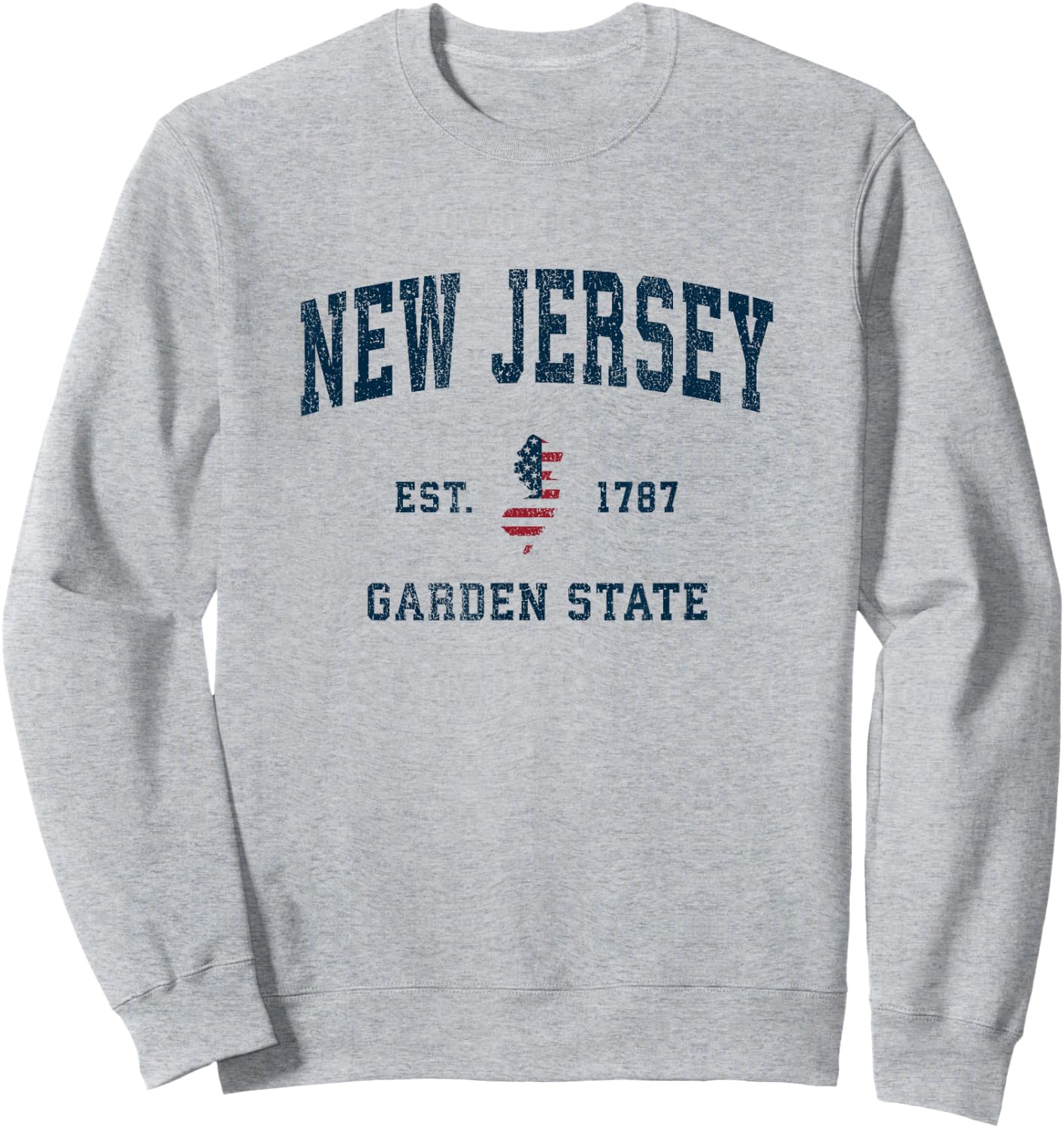 New Jersey Vintage American Flag USA Sports Design Sweatshirt - Sweatshirt | Ash
