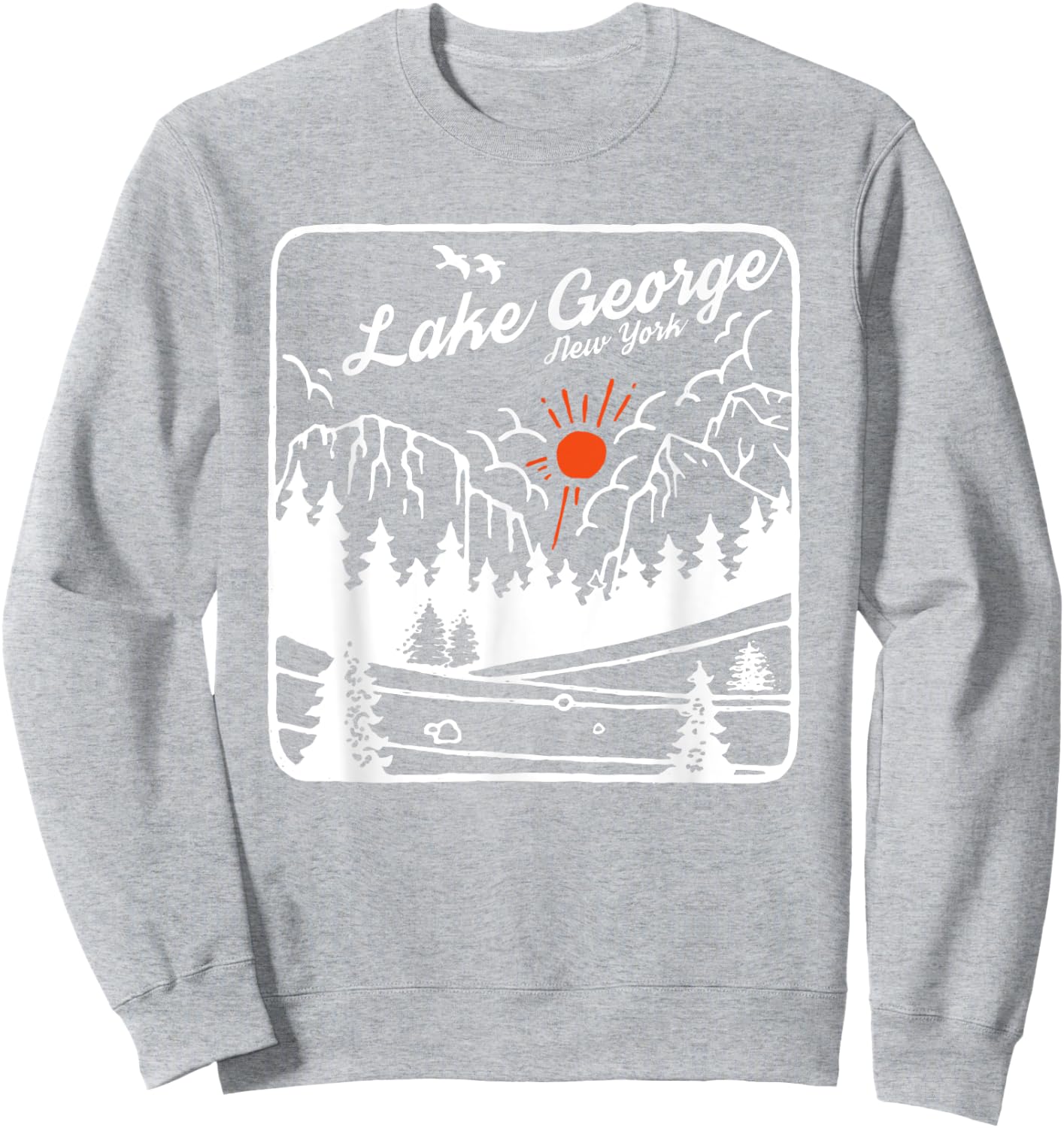 Lake George Souvenir Fishing Vintage Map Gifts New York NY Sweatshirt - Sweatshirt | Ash