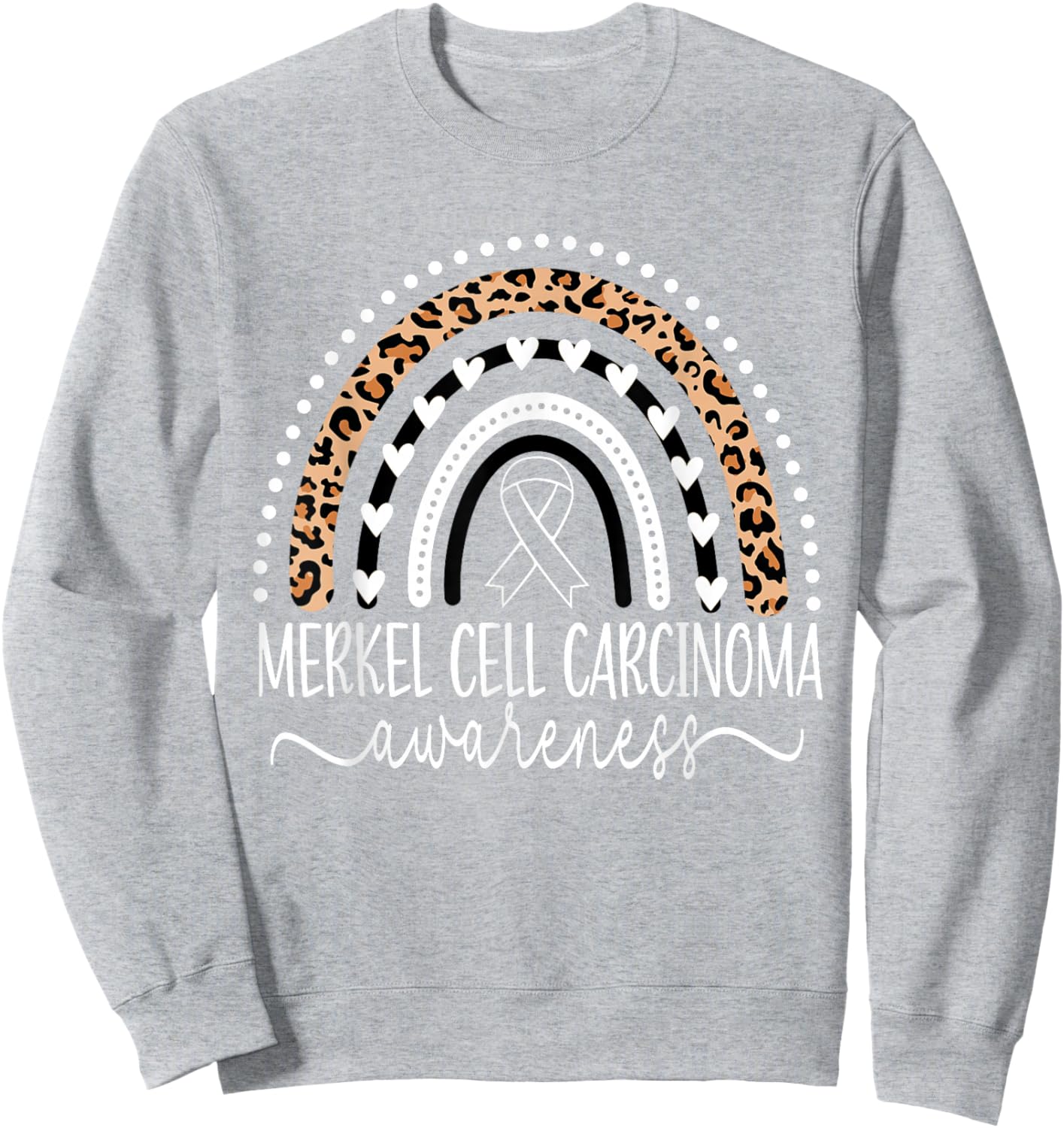 Merkel Cell Carcinoma Awareness Wear Orange Leopard Rainbow Sweatshirt - Sweatshirt | Ash