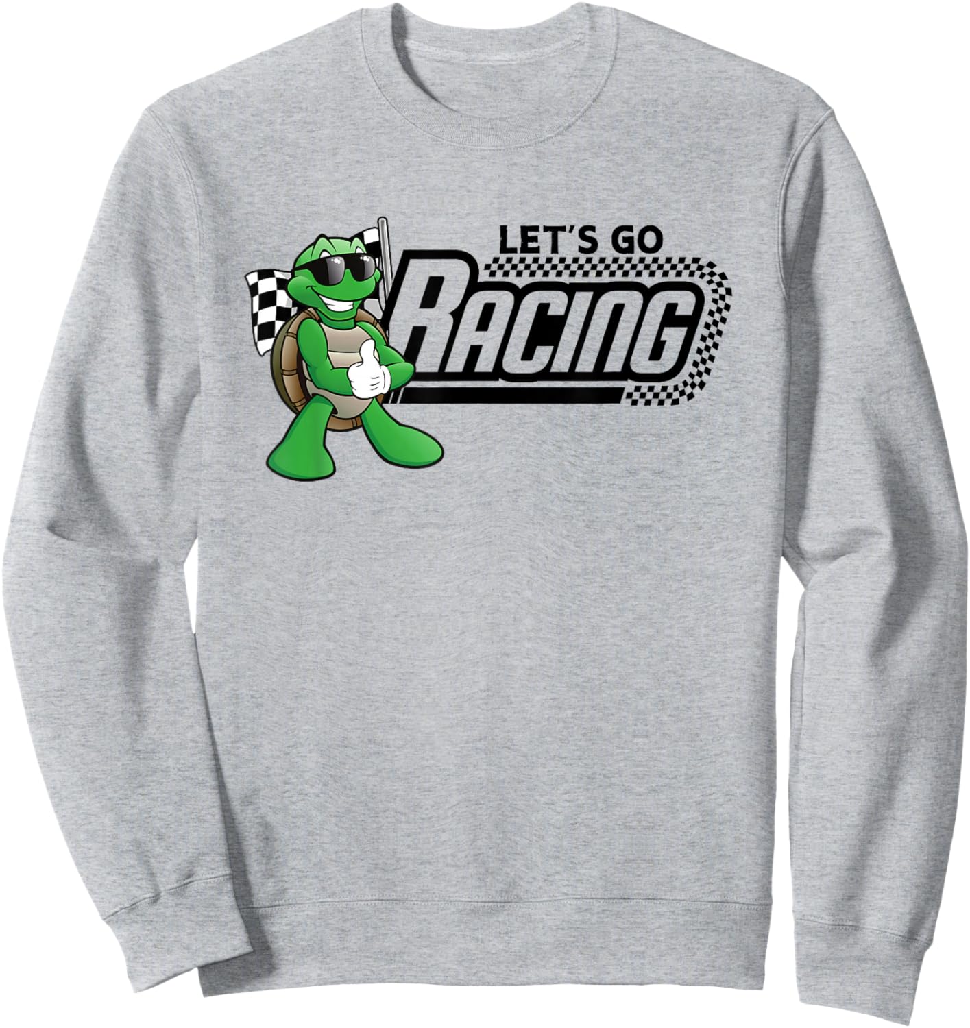 Turtle Races Racing Turtles Checkered Flag Sweatshirt - Sweatshirt | Ash