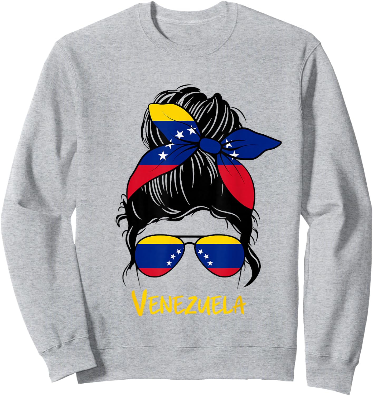 Venezuelan Girl Bandana Glasses Flag Colors Latina Pride Sweatshirt - Sweatshirt | Ash