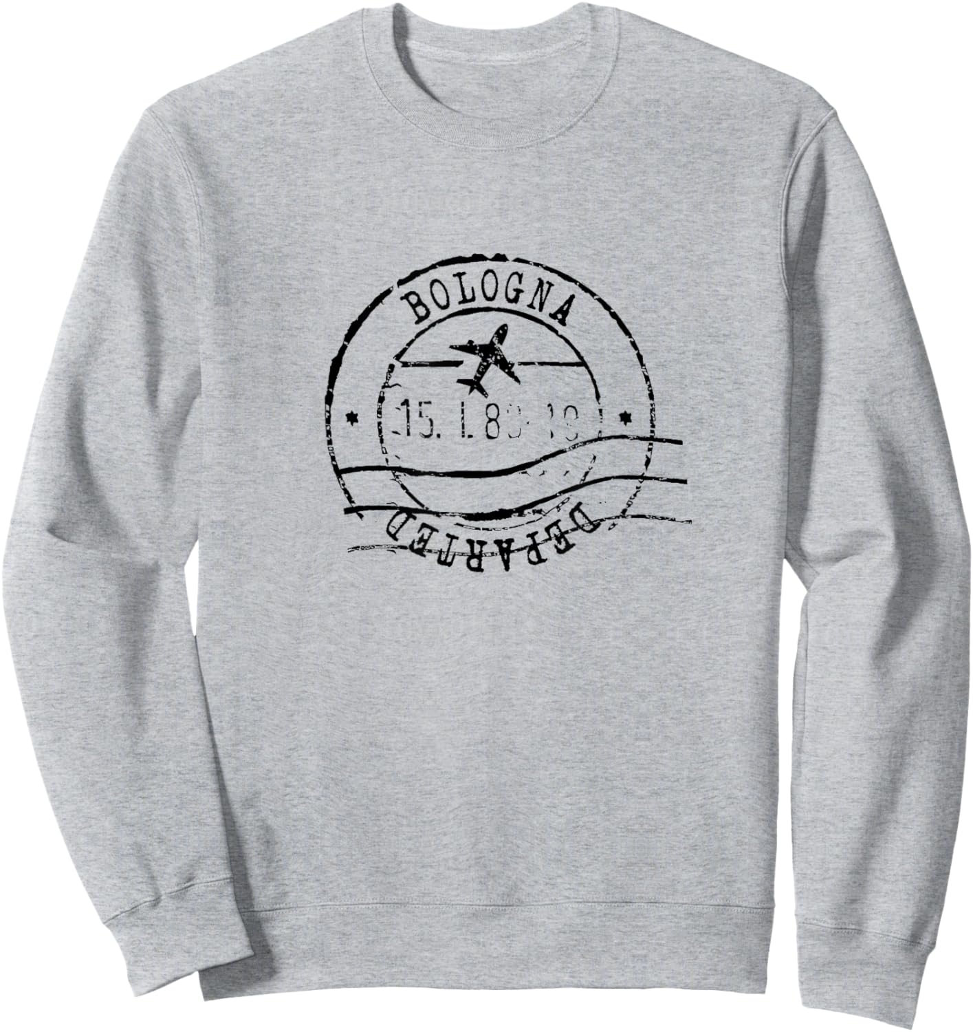 Bologna Italy Travel Vintage Passport Stamp Sweatshirt - Sweatshirt | Ash