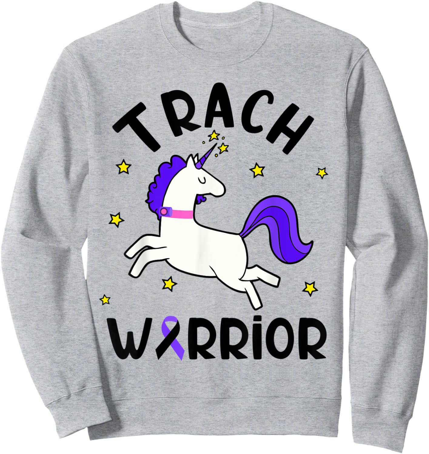 Trach Warrior Tracheostomy Awareness Unicorn Sweatshirt - Sweatshirt | Ash
