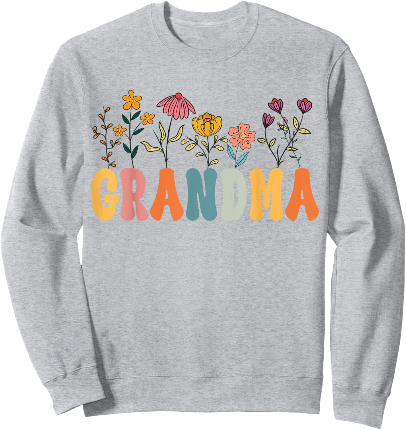 Grandma Wildflower Groovy Grandma Floral Sweatshirt - Sweatshirt | Ash