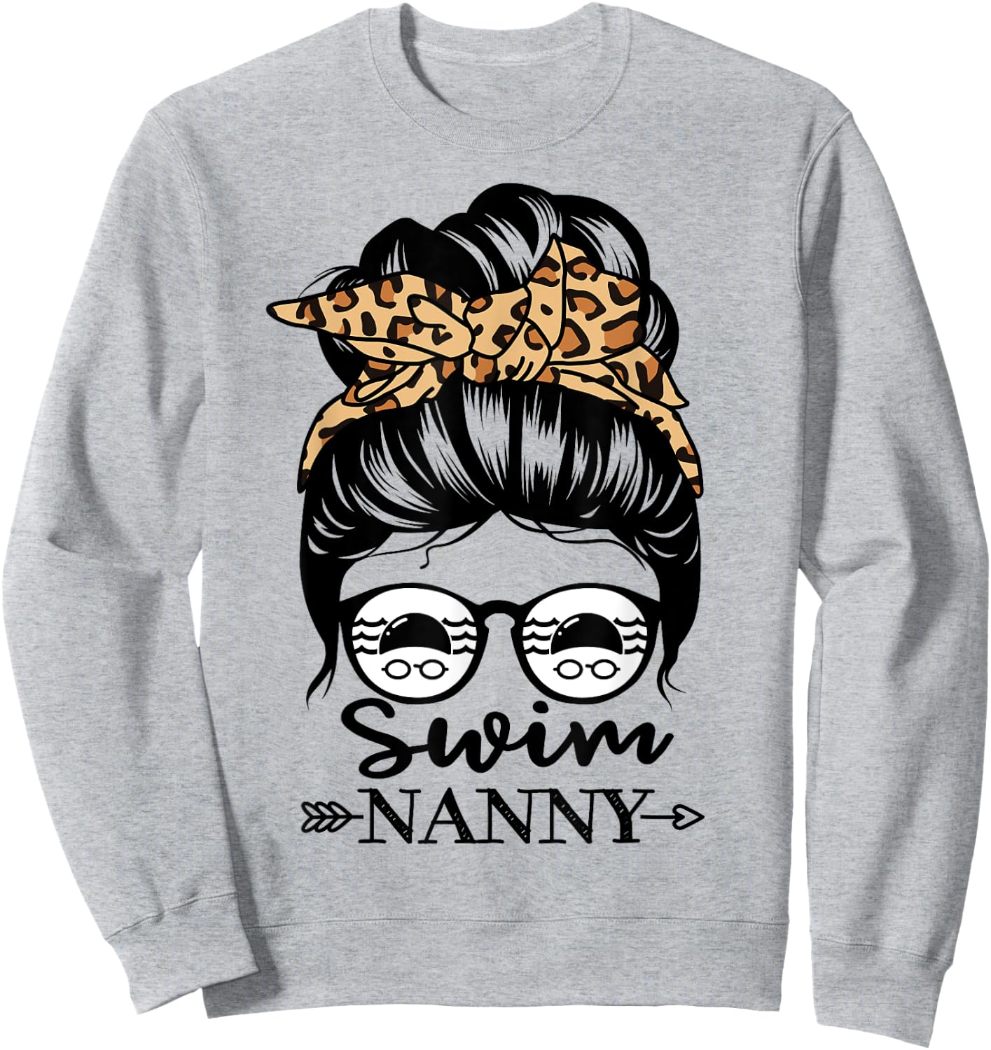 Swim Nanny Messy Bun Hair Funny Swimmer Sweatshirt - Sweatshirt | Ash