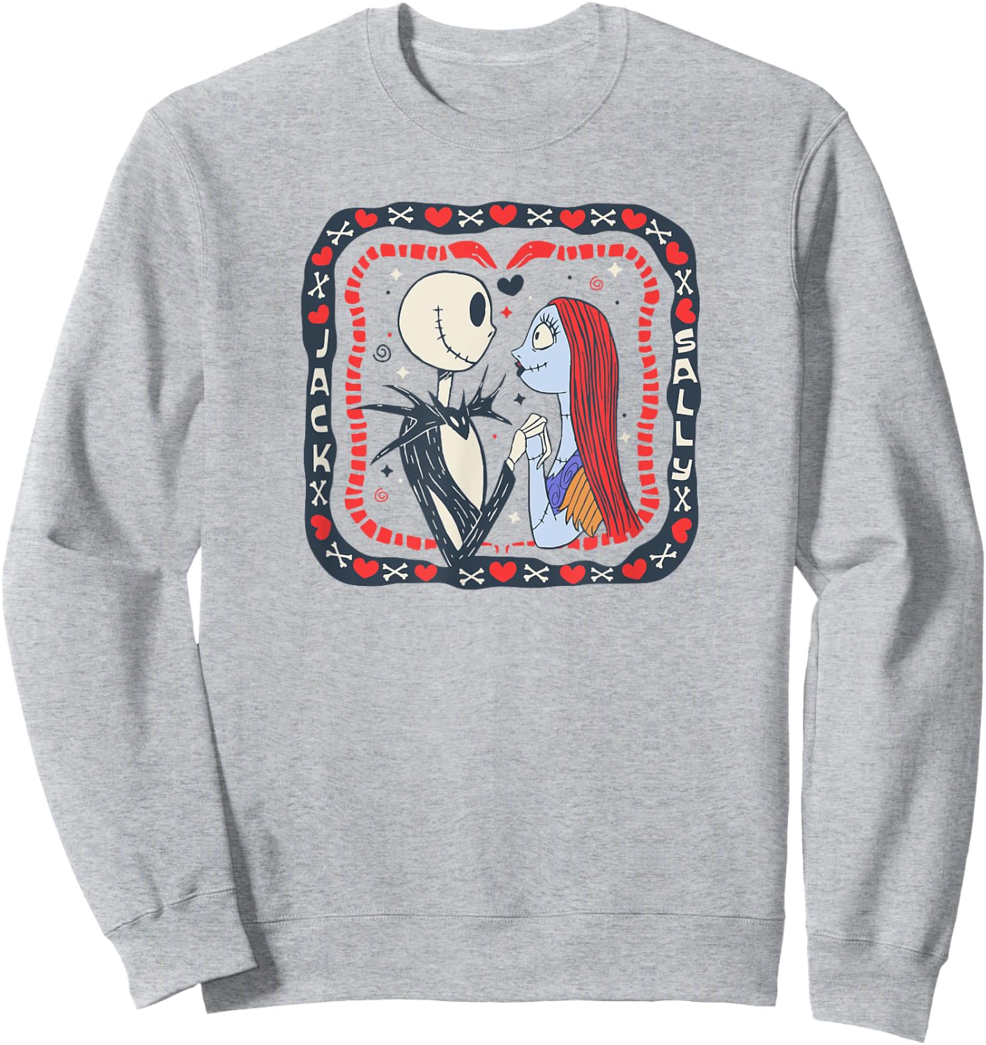 Amazon Essentials Nightmare Before Christmas Jack and Sally Valentine's Day Sweatshirt - Sweatshirt | Ash